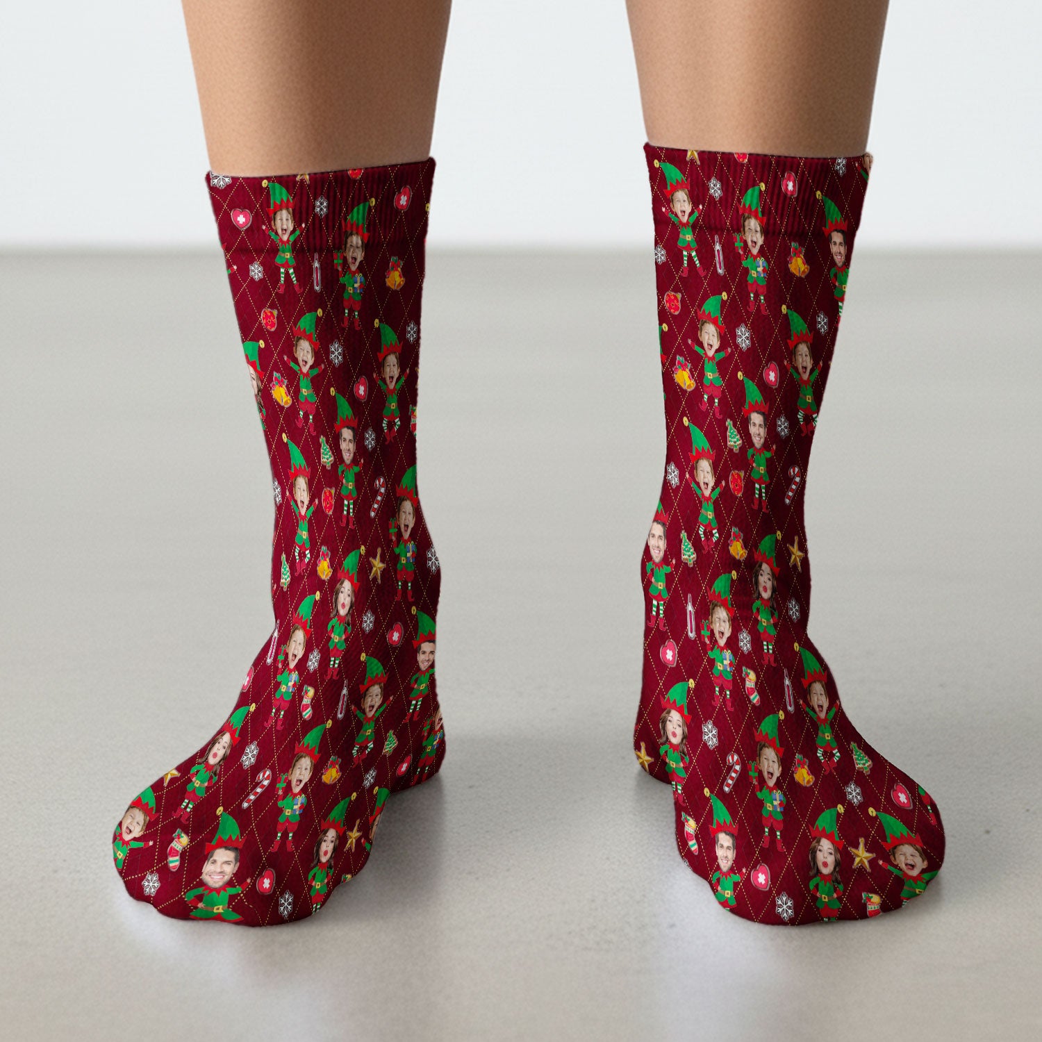Personalized Face Nurse Sock, Custom Photo Christmas Scrub Socks, Funny Holiday Medical Uniform For Nursing