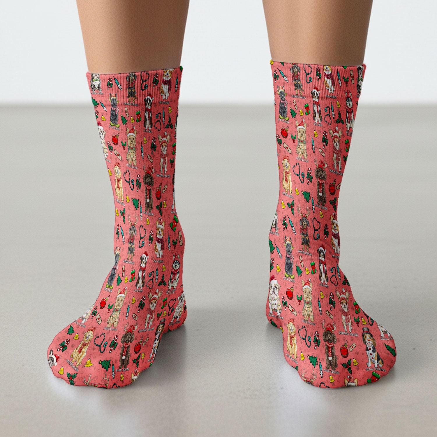 Cute Christmas Dog Socks for Nurse Doctor - Corgi, Dachshund, Husky, Poodle & Labrador Adult Socks for Men and Women