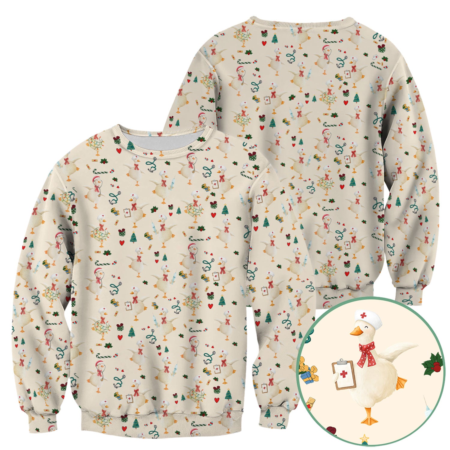 Christmas Goose Nurse Scrub - Funny Holiday RN Shirt - Cute Medical Staff Xmas Top - Nursing Student Gift