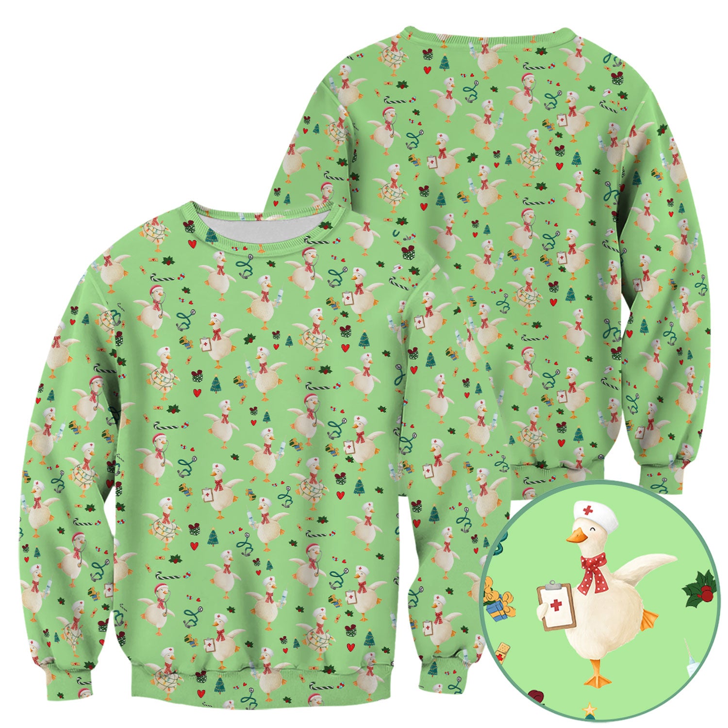 Cute Christmas Goose Scrub for Nurses - Funny Holiday Medical Shirt - Festive Xmas Top for RN CNA LPN Nursing Student Gift