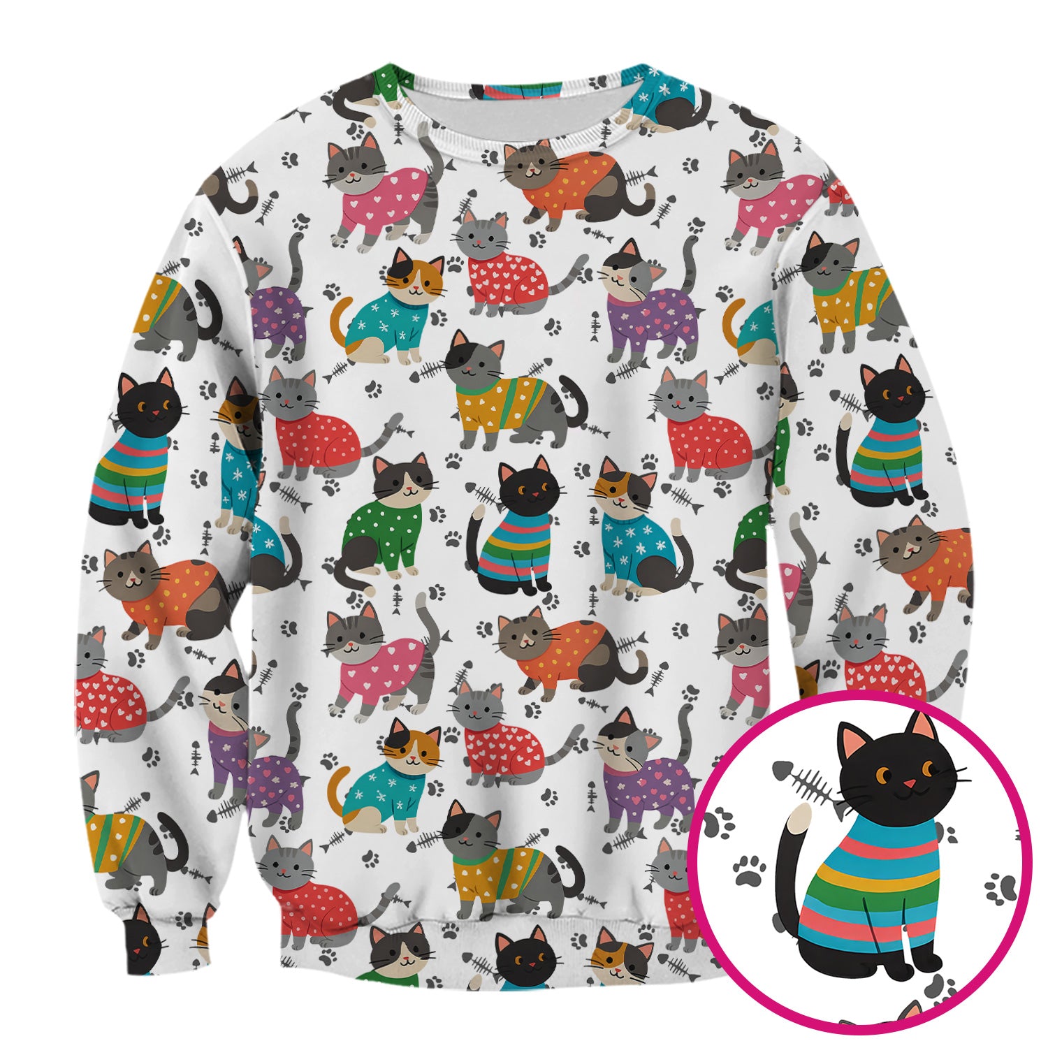 Custom Cat Scrub Top Multi Color - Cute Kitty Print Scrub Shirt for Nurses - Funny Colorful Nursing Workwear with Pockets