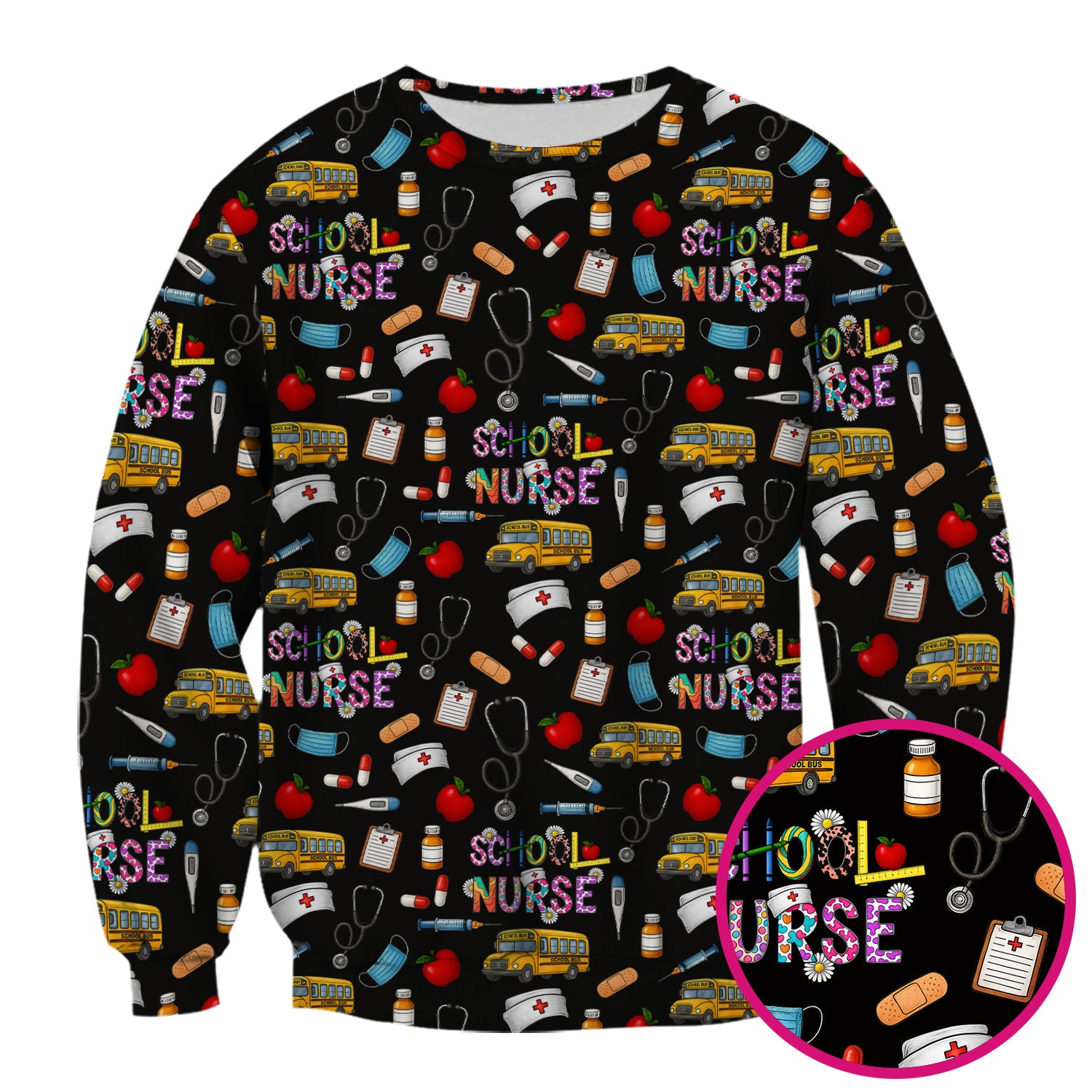 Funny School Nurse Life Scrub - School Nurse Quote & Cute Medical Icons Graphic - Gift for Women RN LPN