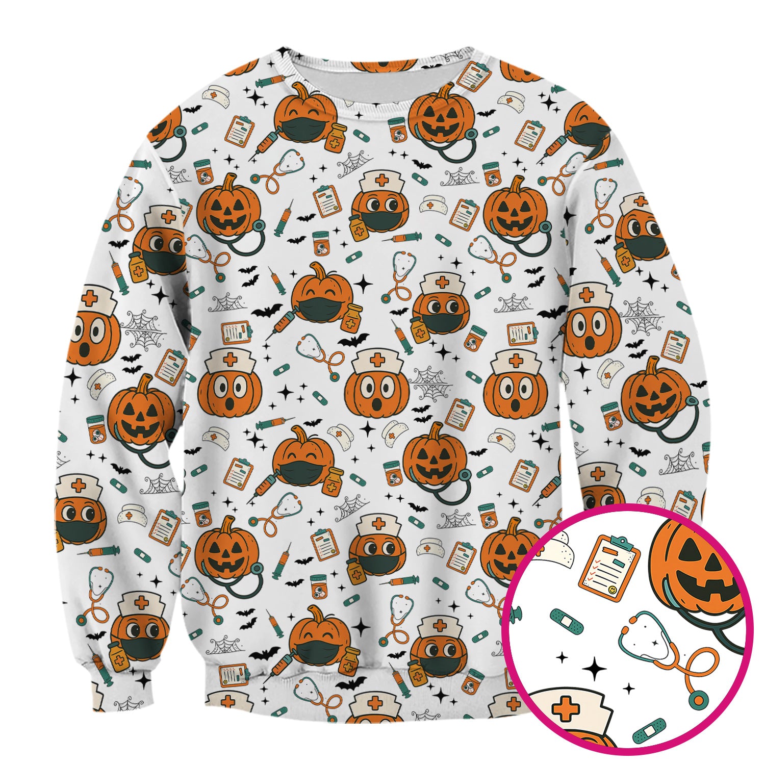 Halloween Nurse Scrub Top - Cute Holiday Scrub for Nurse - Spooky Halloween Gift for CNA RN LPN
