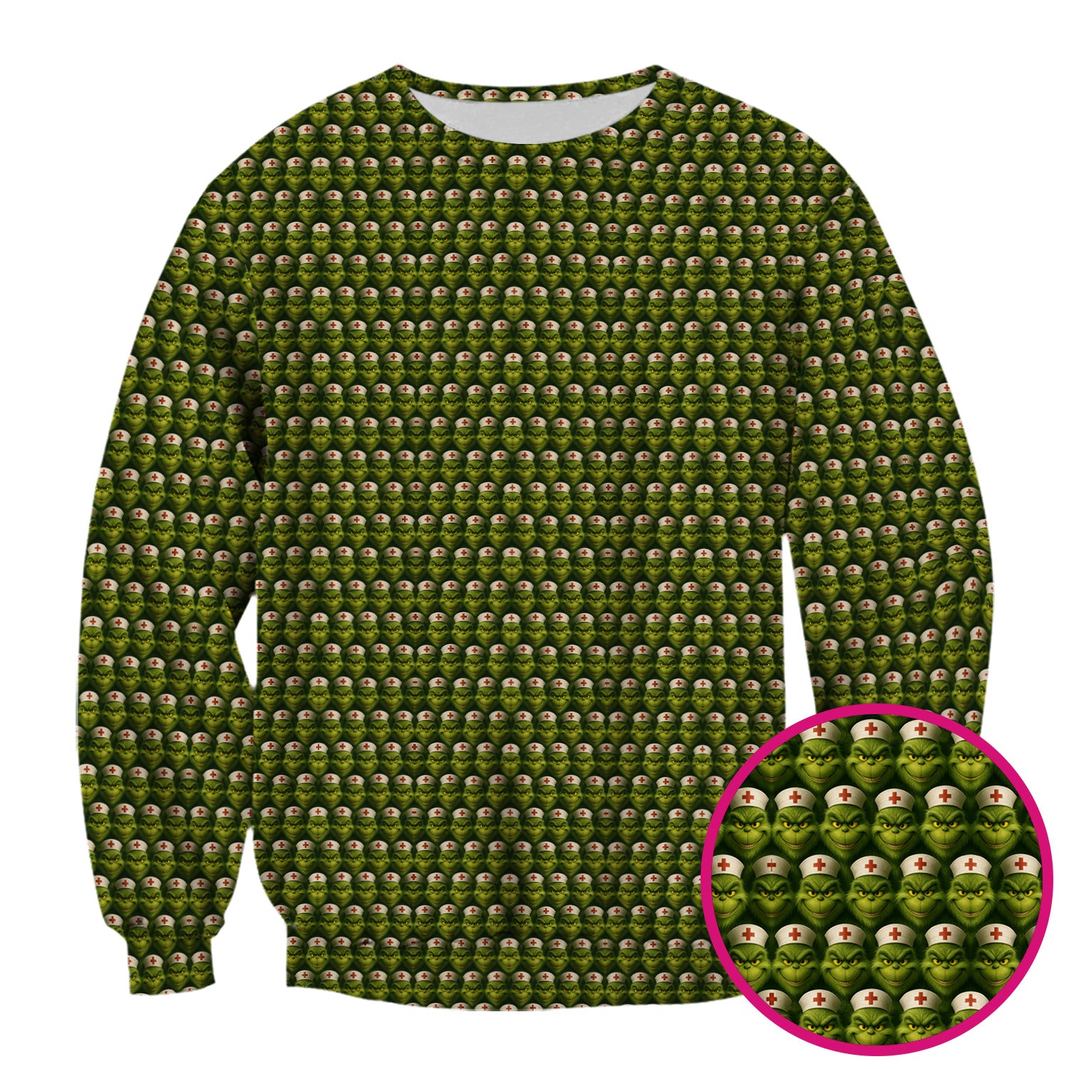 Personalized Nurse Grinch Scrub - Funny Christmas Scrub Top for Women - Custom RN LPN CNA Nursing Gift