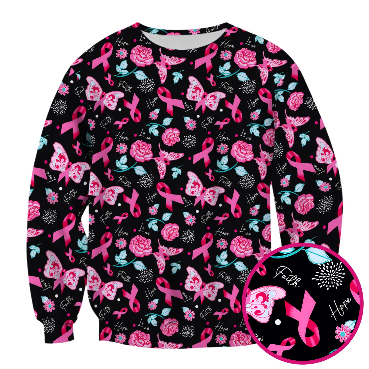 Breast Cancer Awareness Scrub Top - Pink Ribbon Nurse Shirt with Flowers - Gift for Women RN CNA LPN