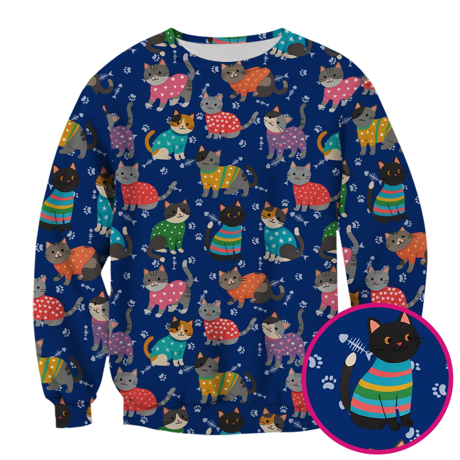 Cute Cat Nurse Scrub Top Multi Color - Funny Kitty Print Scrub Shirt for Women - Colorful Nursing Work Shirt with Pockets