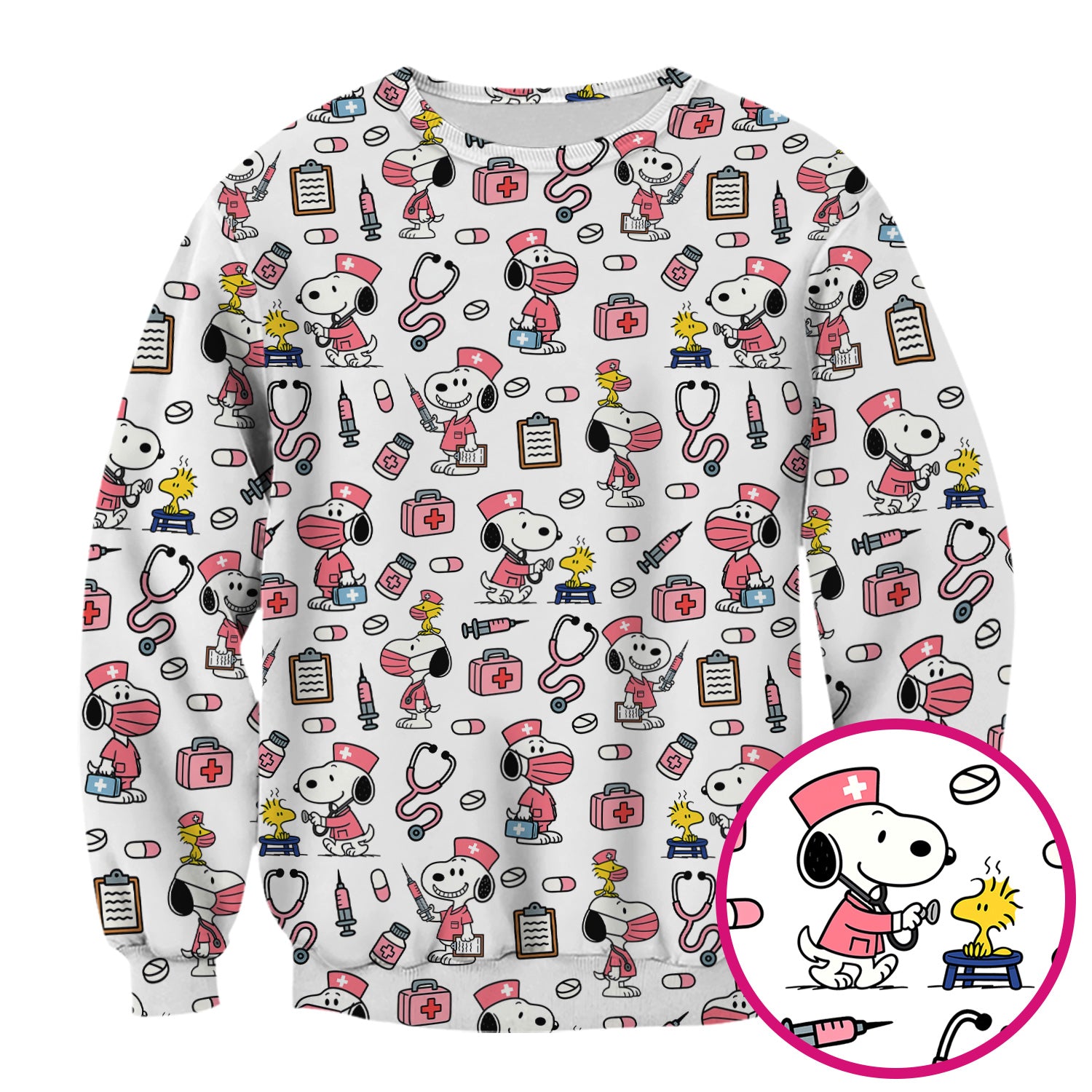 Custom Scrub Top for Nurses - Funny Snoopy Medical Scrub Shirt Multi Color - Cute Nursing Scrub Shirt with Handy Pockets