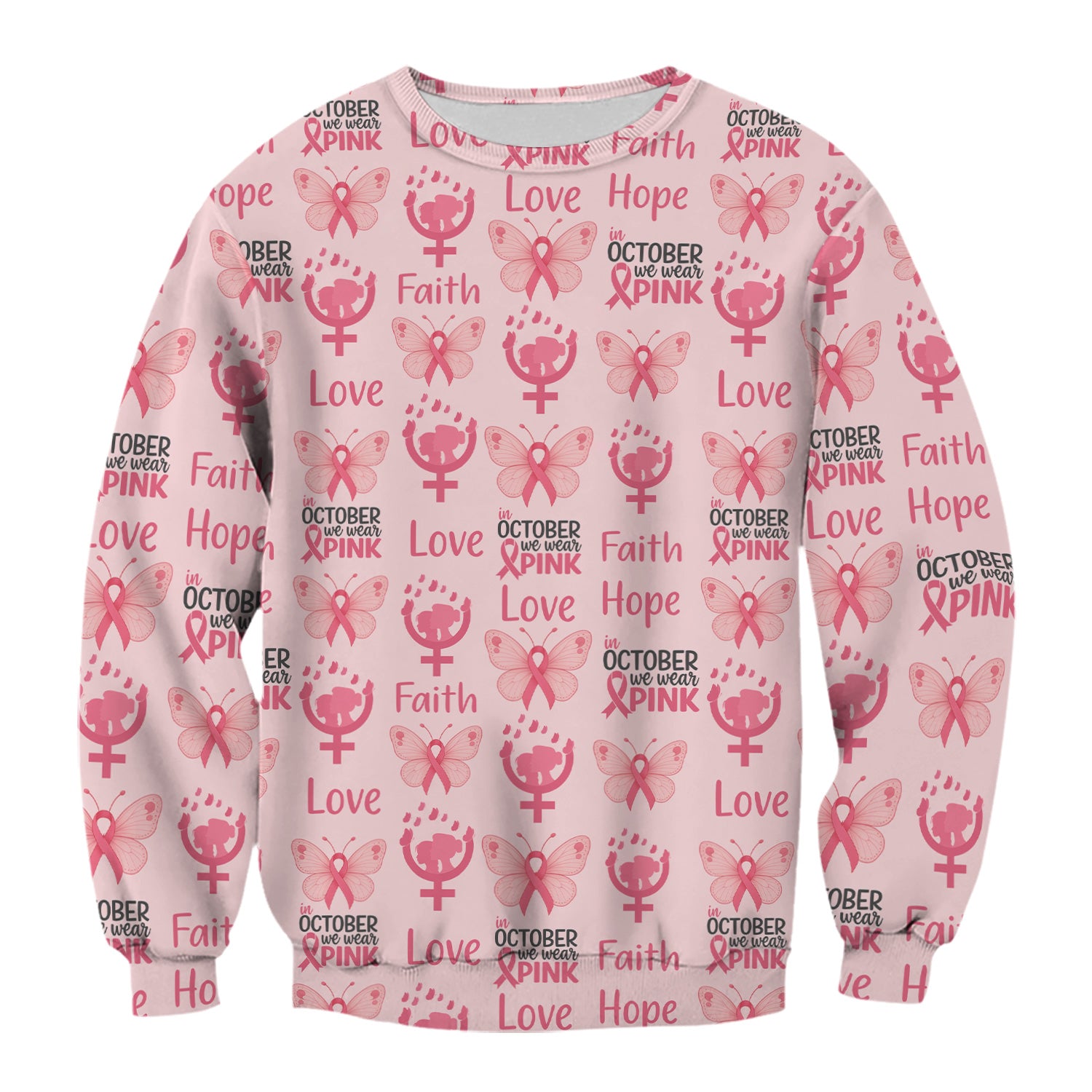 Breast Cancer Awareness Nurse Scrub Top - Faith Hope Love & Pink Ribbon Butterfly Design - October Gift for RN LPN CNA
