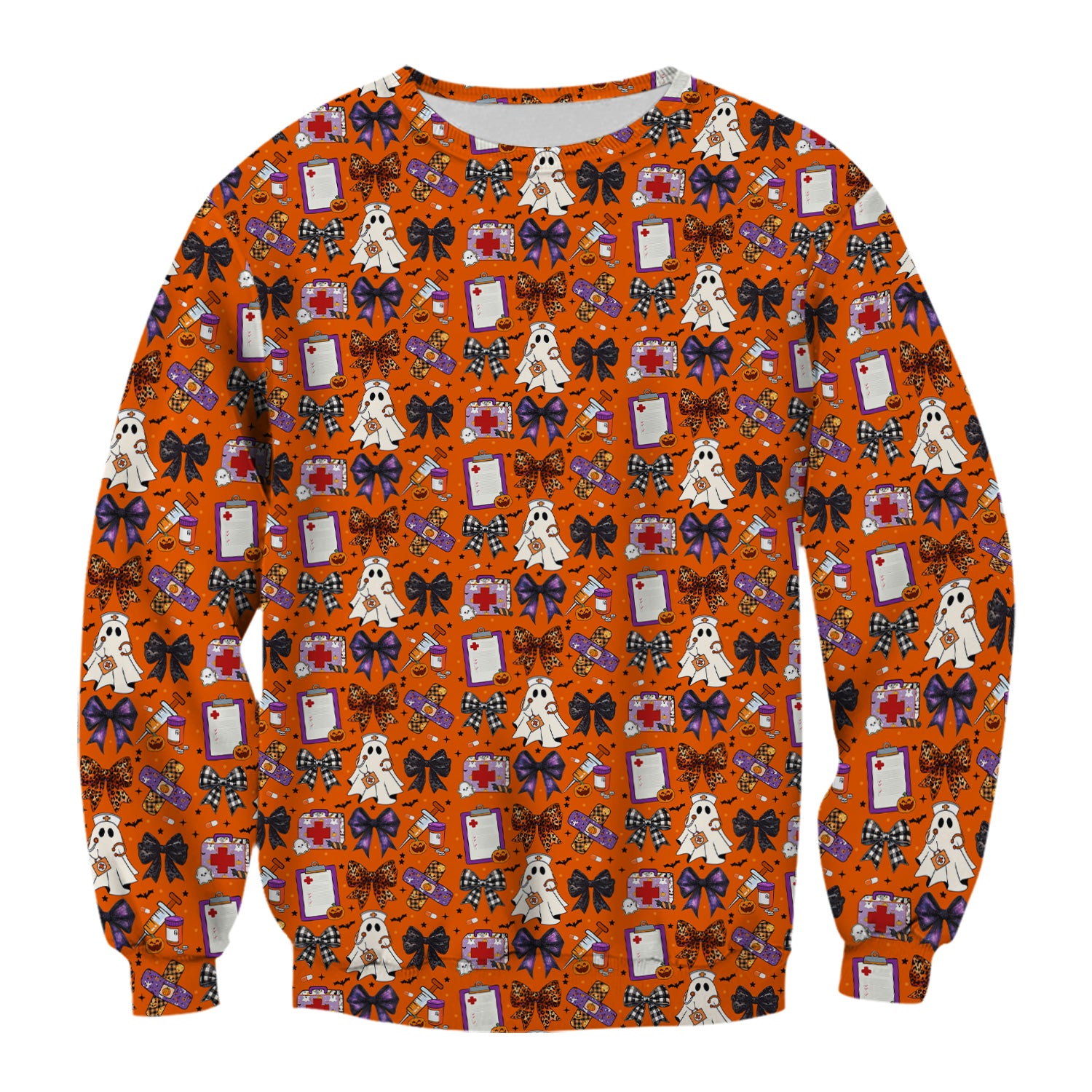 Cute Halloween Shirt for Nurses - Spooky Ghost Pumpkin & Medical Icons Graphic Tee - Gift for RN LPN CNA