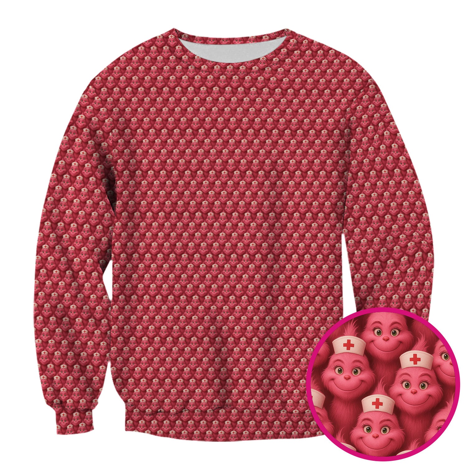 Personalized Nurse Grinch Scrub - Funny Christmas Scrub Top for Women - RN LPN CNA Nursing Gift