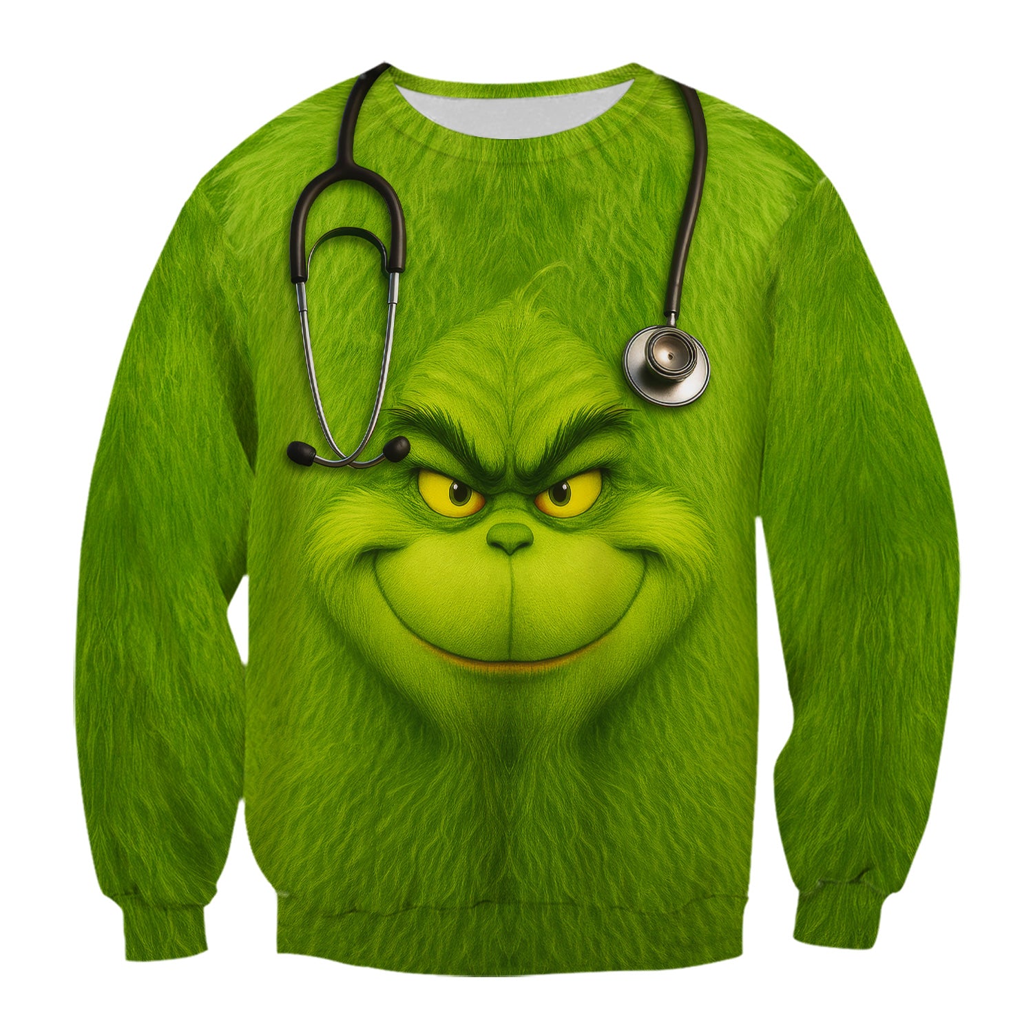Funny Grinch Nurse Scrub Top - Green Nurse Shirt with Stethoscope Christmas Outfit - Gift for RN CNA LPN