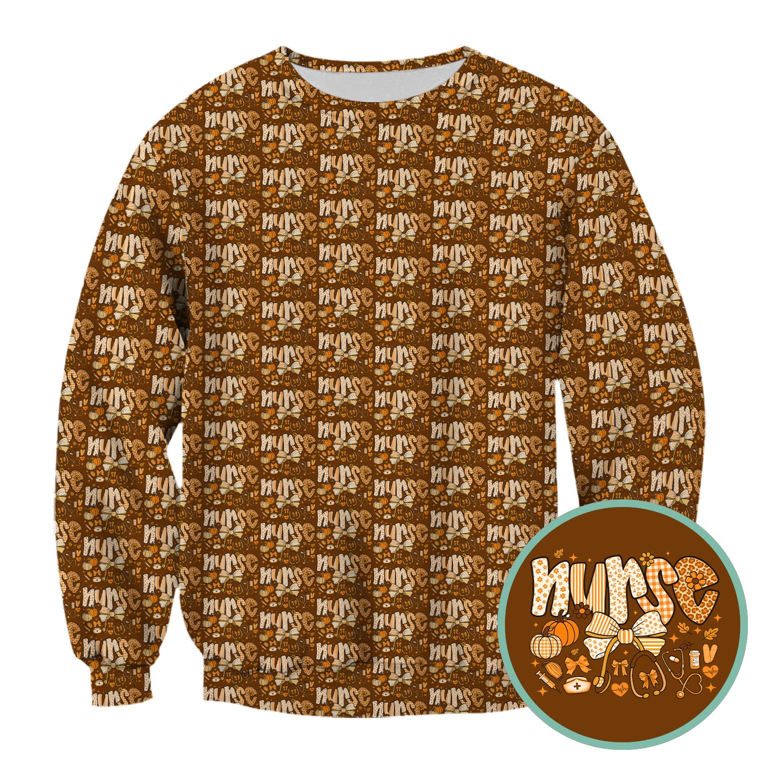 Fall Pumpkin and Bow Nurse Shirt - Autumn Medical Scrubs - Thanksgiving Nurse Gift for RN CNA LPN