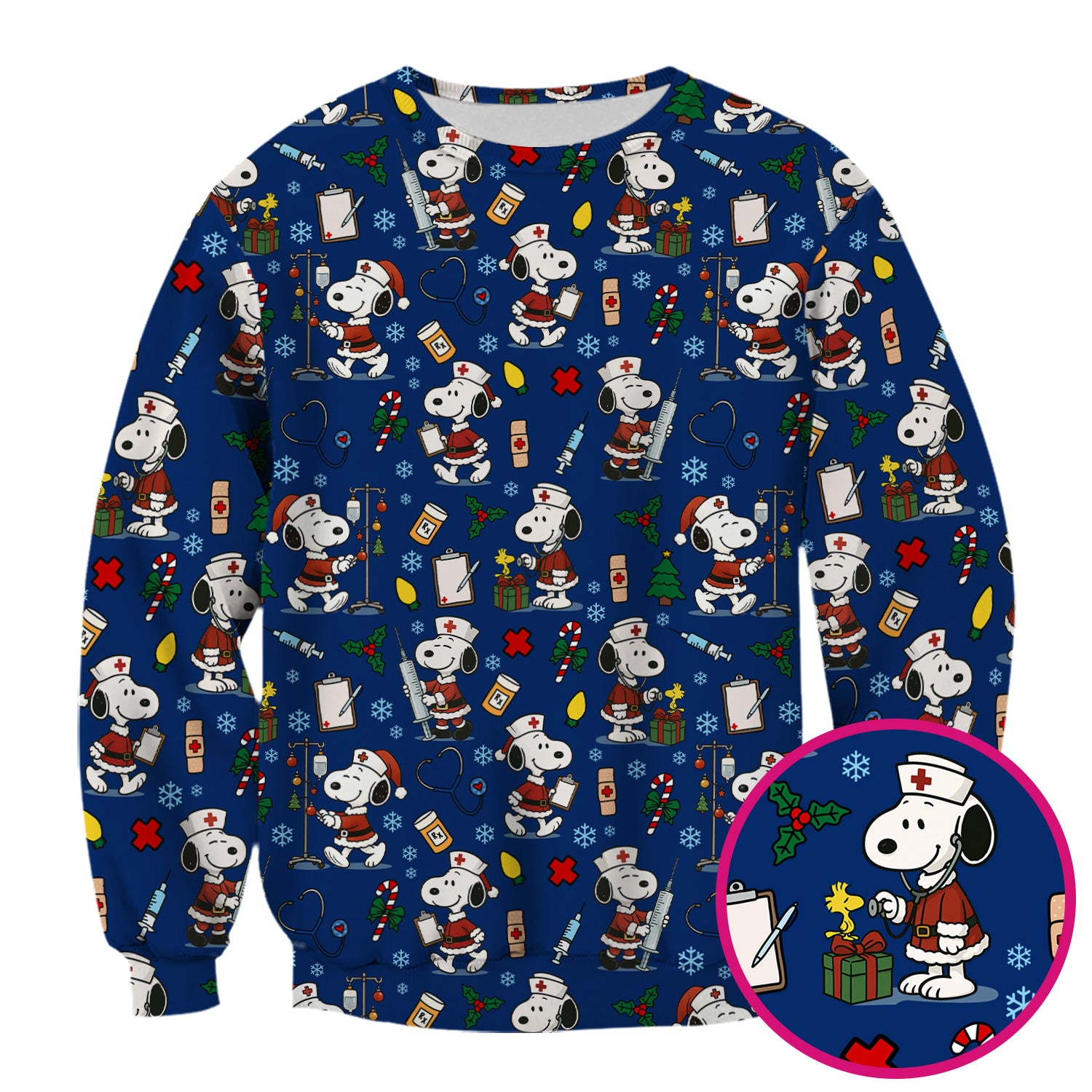 Snoopy Christmas Nurse Scrub Shirt - Cute Holiday Scrub Top Multi Colors - Funny Nursing Work Shirt with Pockets