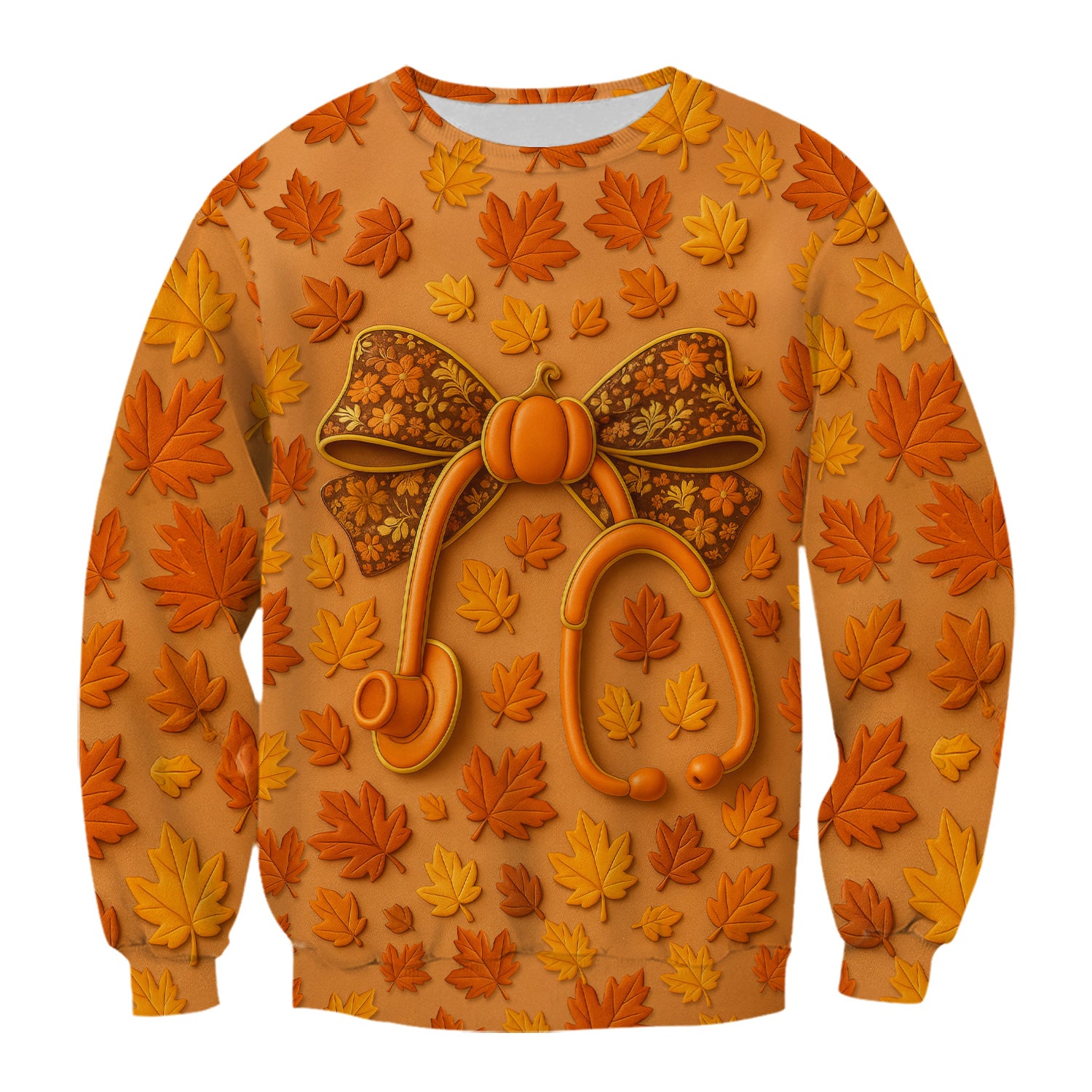 Autumn Pumpkin Nurse Shirt - Fall Leaves Stethoscope Medical Tee - CNA RN LPN Healthcare Worker Gift