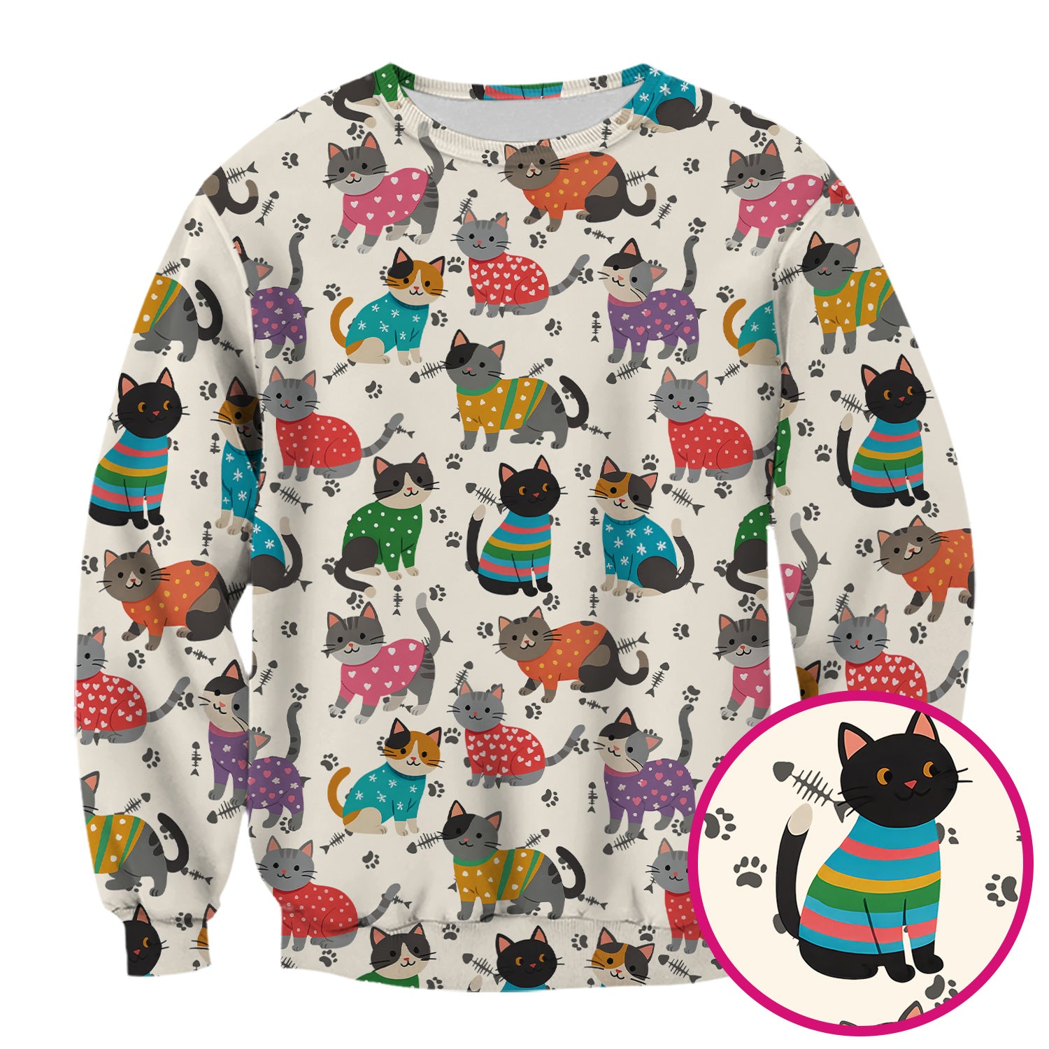 Cute Cat Nurse Scrub Top Multi Color - Funny Kitty Print Scrub Shirt for Women - Colorful Nursing Work Shirt with Pockets