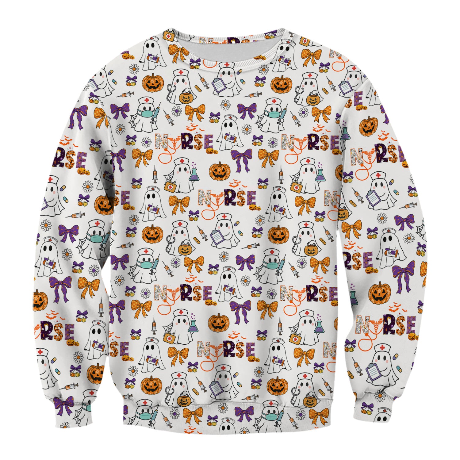 Halloween Nurse Shirt for Women - Cute Ghost Pumpkin Medical Graphic Tee - Gift for RN LPN CNA