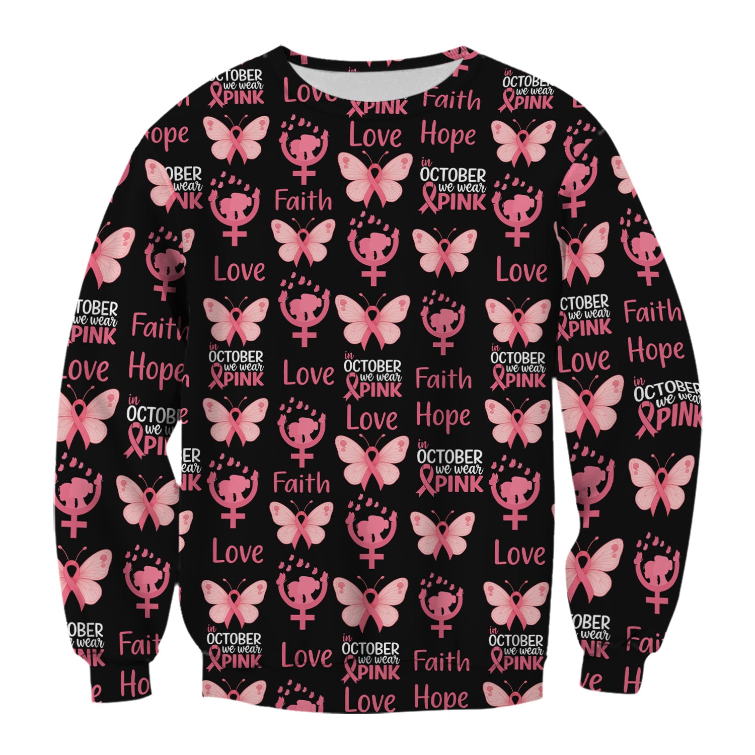 Breast Cancer Awareness Nurse Scrub Top - Faith Hope Love & Pink Ribbon Butterfly Design - October Gift for RN LPN CNA