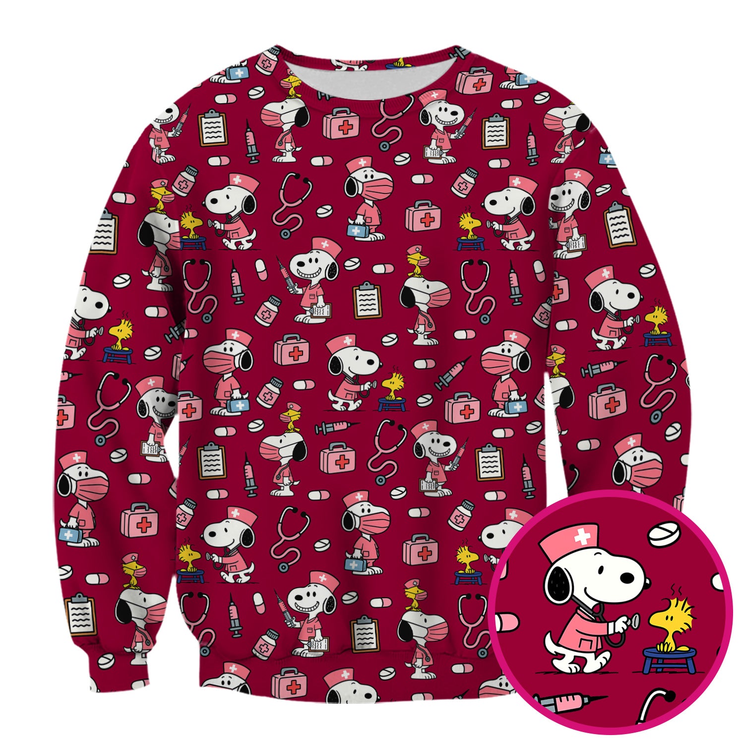 Custom Scrub Top for Nurses - Funny Snoopy Medical Scrub Shirt Multi Color - Cute Nursing Scrub Shirt with Handy Pockets