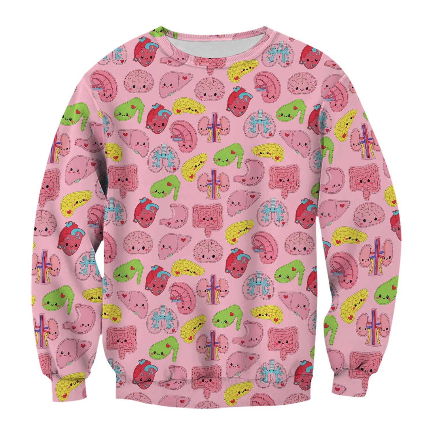 Funny Human Organs Nurse Shirt - Kawaii Brain, Heart & Lungs Graphic Design - Gift for Women RN LPN & Medical Students