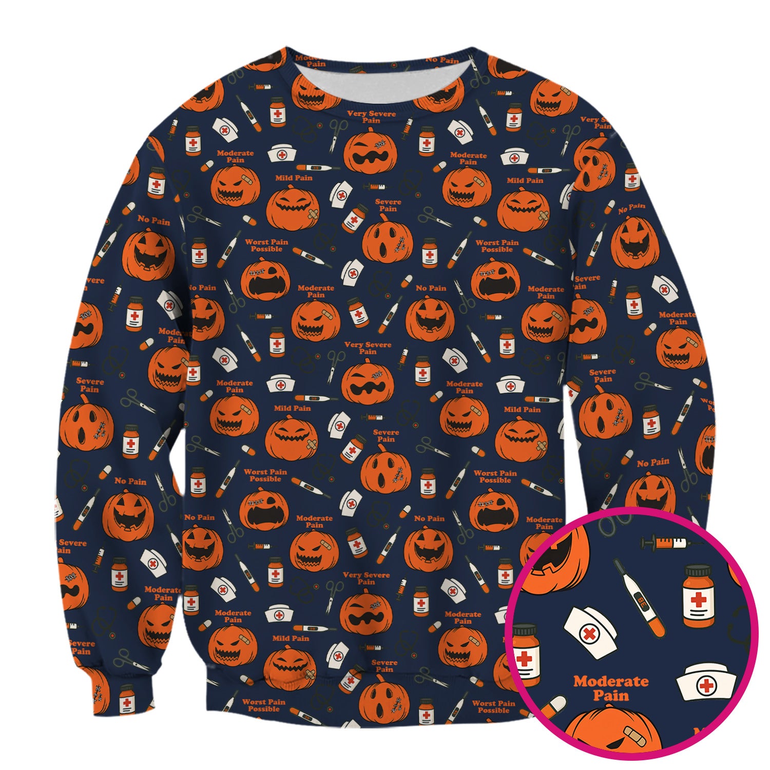 Halloween Nurse Scrub Top - Pumpkin Pain Scale Medical Shirt - Spooky Gift for RN LPN CNA
