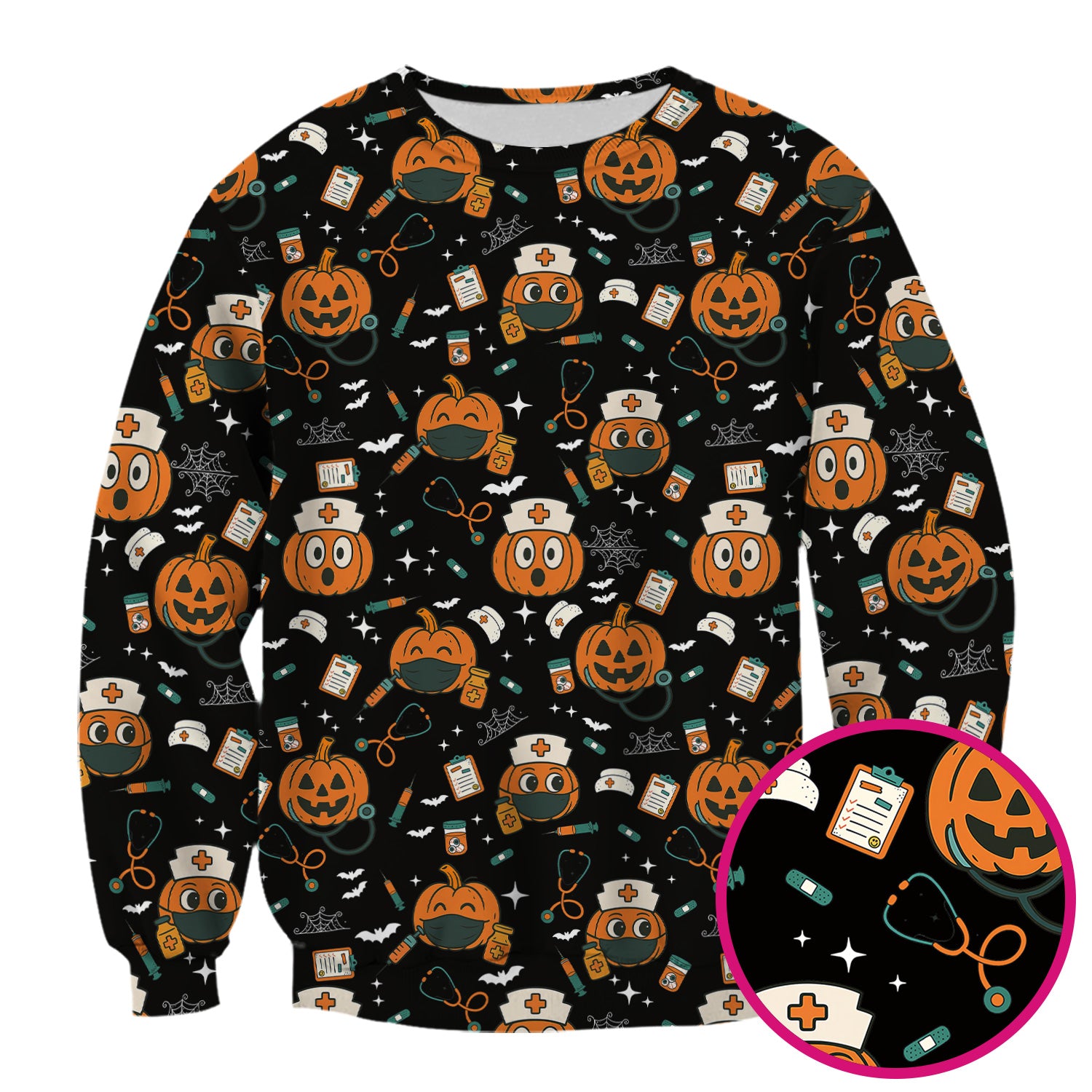 Halloween Nurse Scrub Top - Cute Holiday Scrub for Nurse - Spooky Halloween Gift for CNA RN LPN