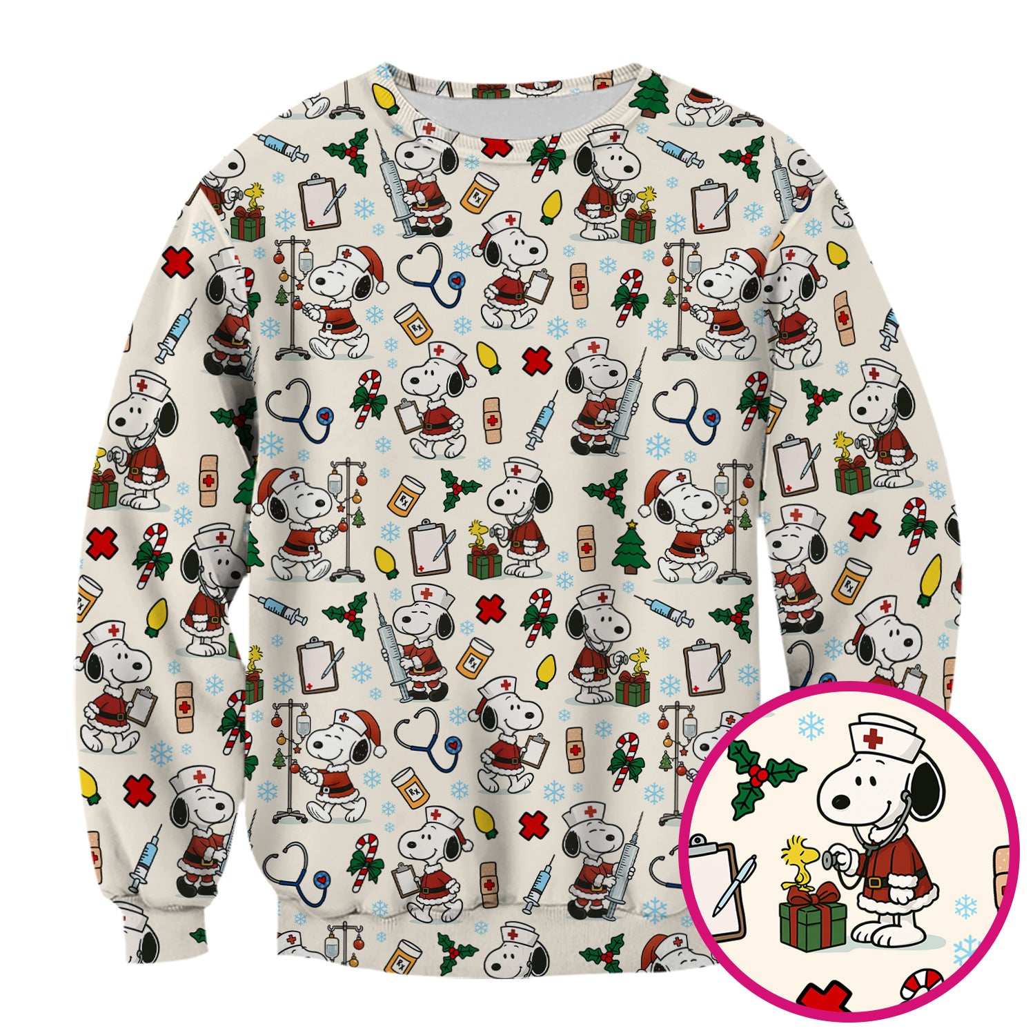 Snoopy Christmas Nurse Scrub Shirt - Cute Holiday Scrub Top Multi Colors - Funny Nursing Work Shirt with Pockets