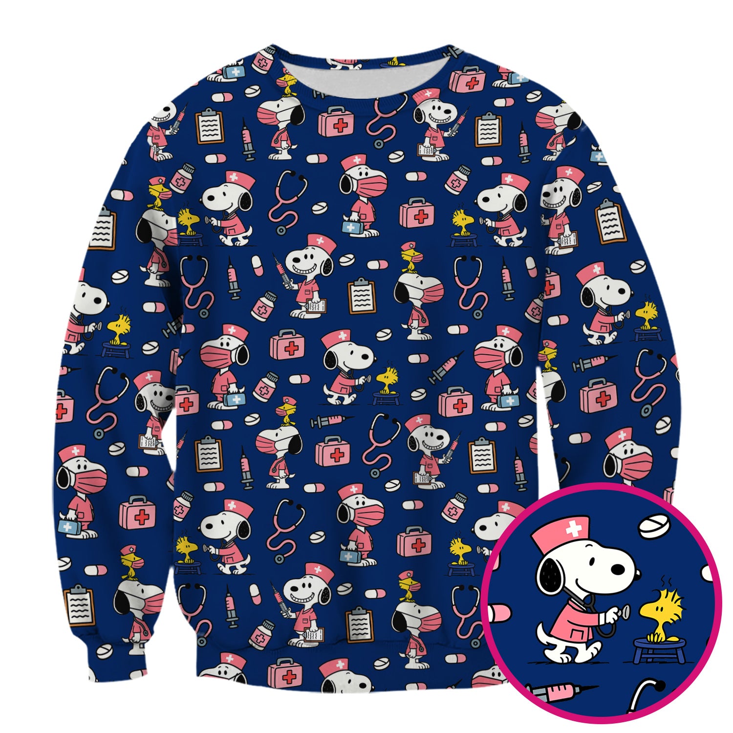 Snoopy Nurse Scrub Top for Women - Custom Medical Scrub Shirt Multi Colors - Cute Cartoon Nursing Work Shirt with Pockets