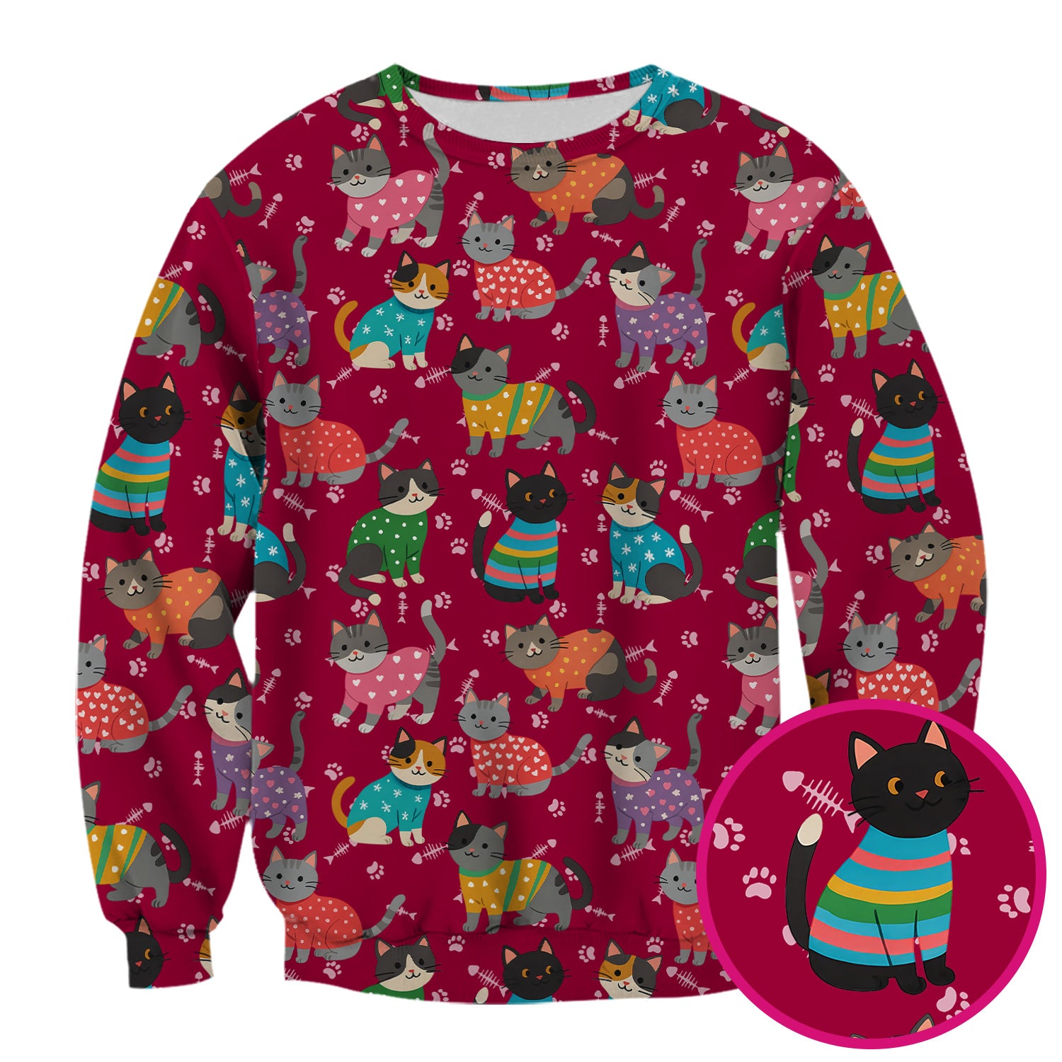 Custom Cat Scrub Top Multi Color - Cute Kitty Print Scrub Shirt for Nurses - Funny Colorful Nursing Workwear with Pockets
