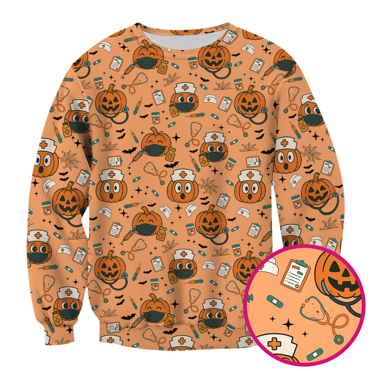 Halloween Nurse Scrub Top - Cute Holiday Scrub for Nurse - Spooky Halloween Gift for CNA RN LPN