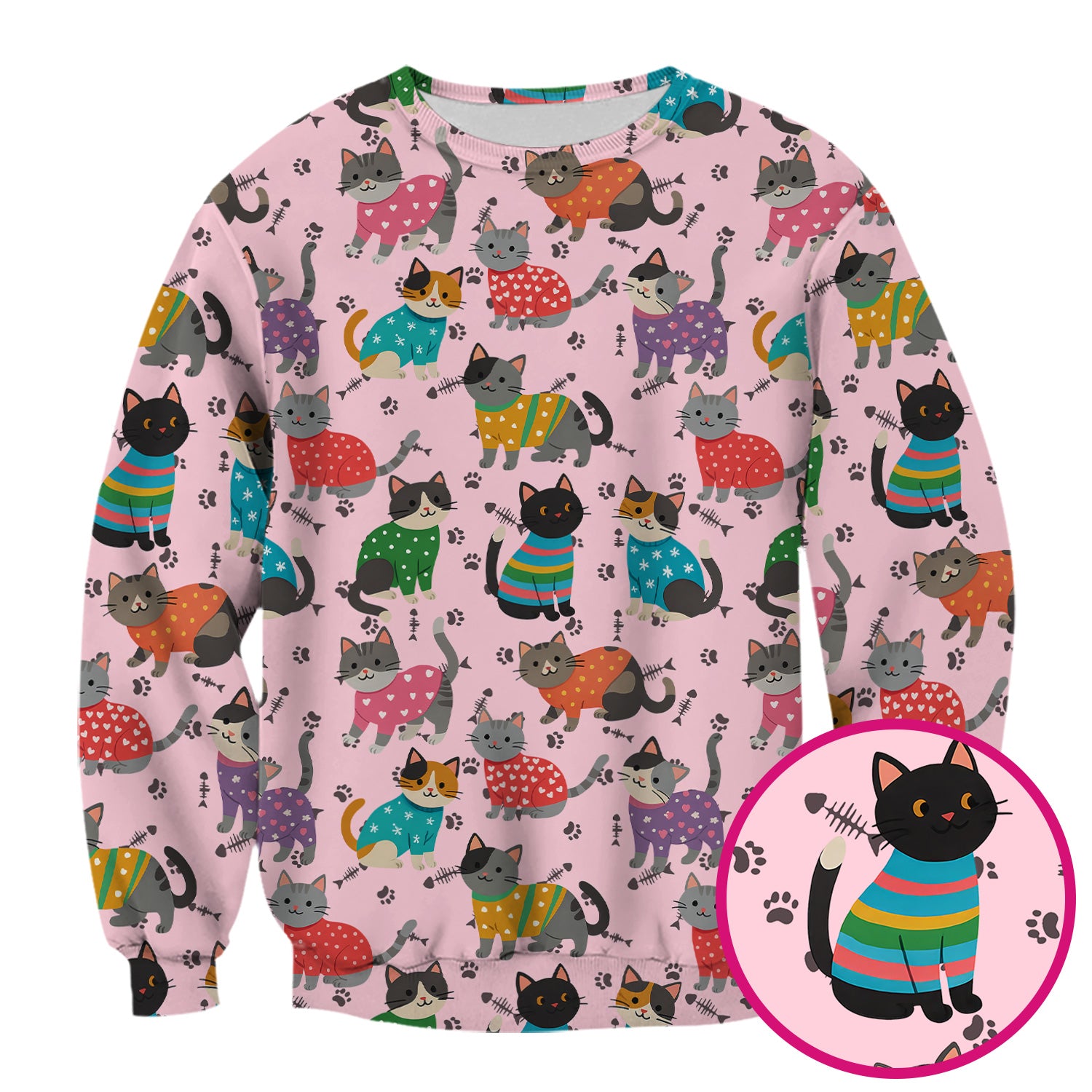Custom Cat Scrub Top Multi Color - Cute Kitty Print Scrub Shirt for Nurses - Funny Colorful Nursing Workwear with Pockets