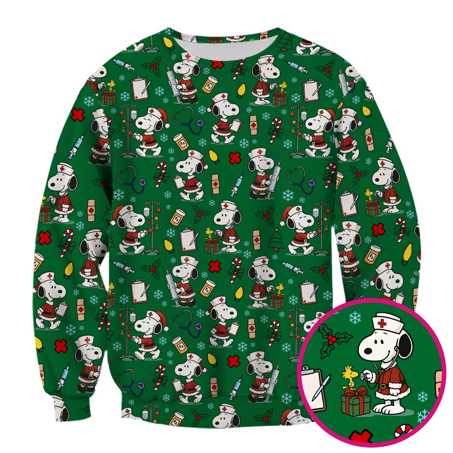 Snoopy Christmas Nurse Scrub Shirt - Cute Holiday Scrub Top Multi Colors - Funny Nursing Work Shirt with Pockets
