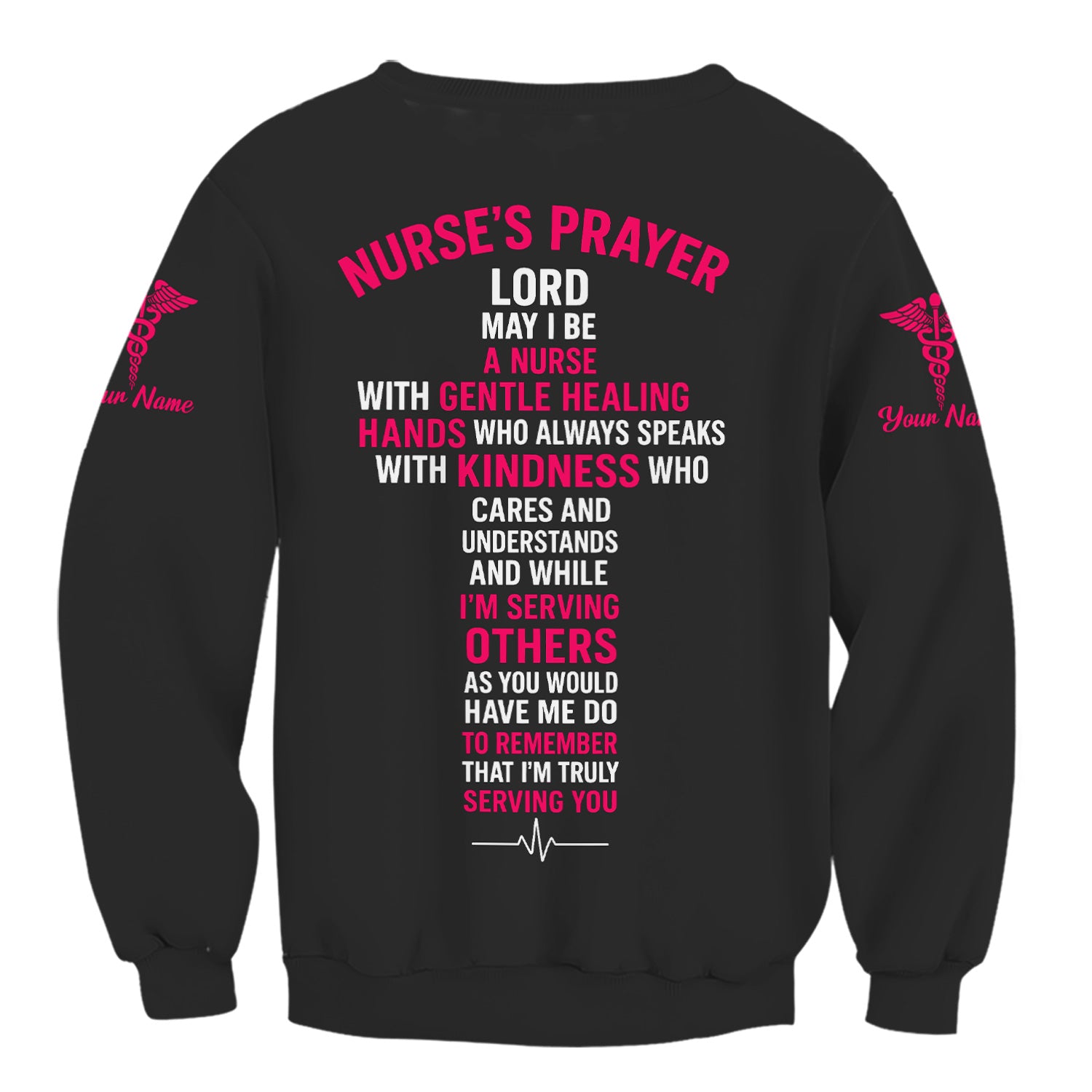 Personalized Nurse Prayer Quote Scrub Top - Custom Cross & Stethoscope Design - RN LPN CNA Healthcare Workers Gift
