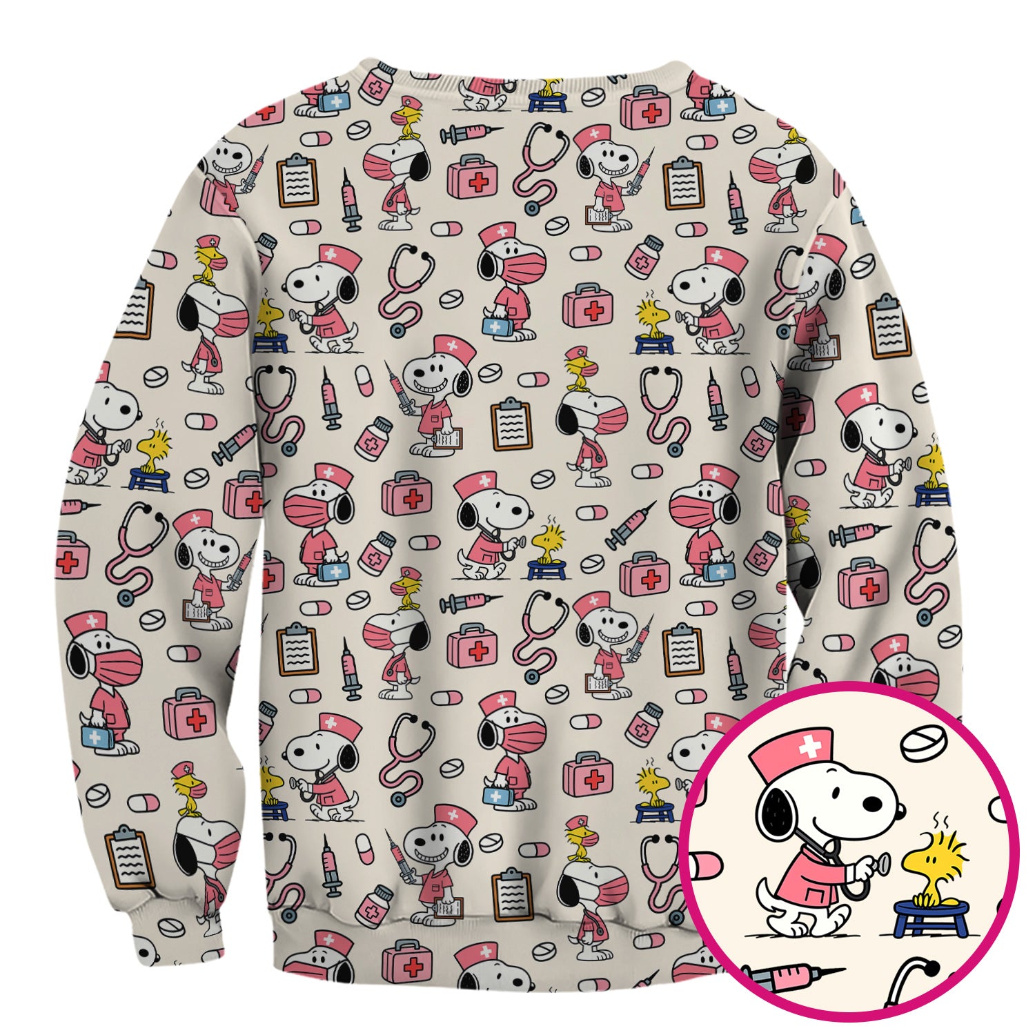 Snoopy Nurse Scrub Top for Women - Custom Medical Scrub Shirt Multi Colors - Cute Cartoon Nursing Work Shirt with Pockets