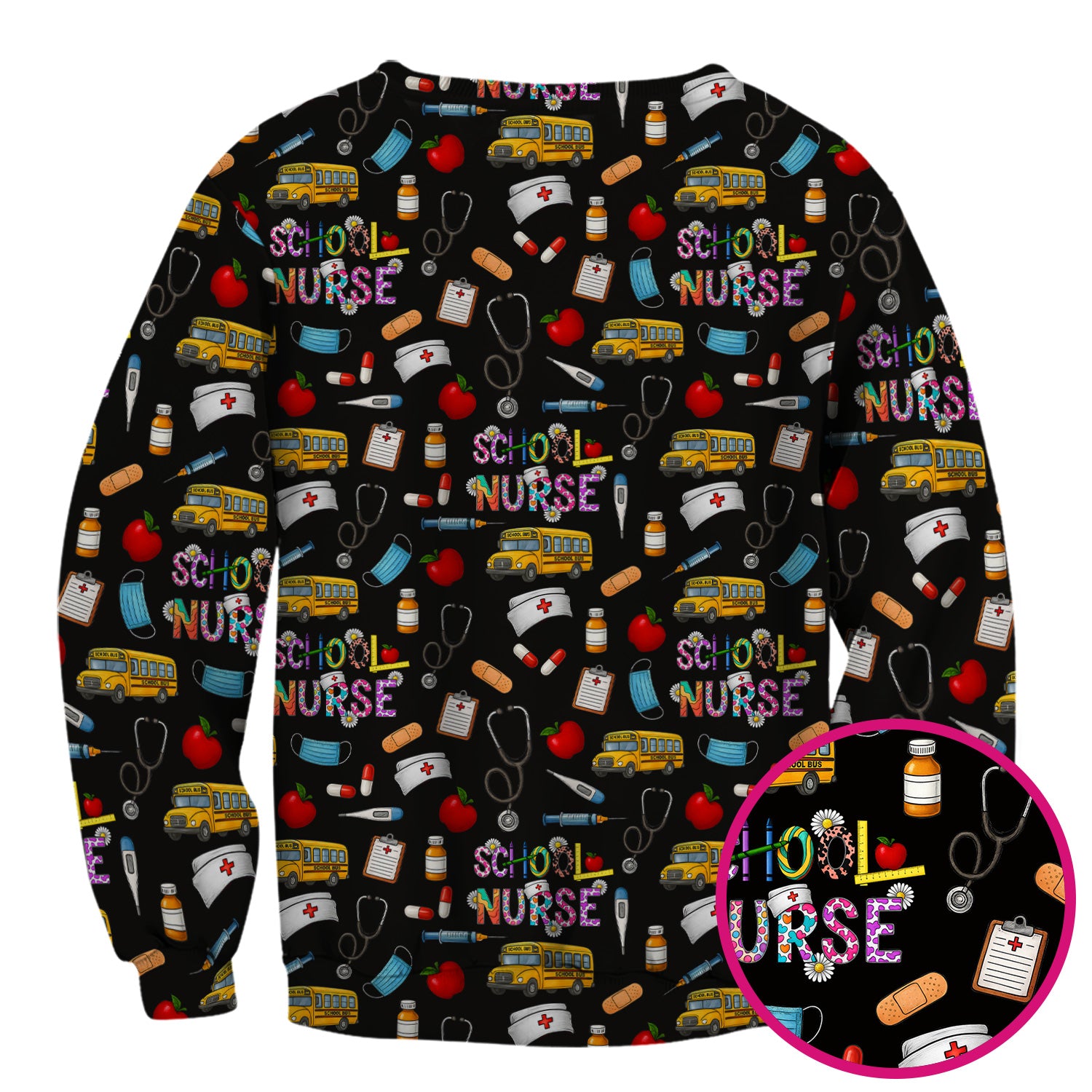 Funny School Nurse Life Scrub - School Nurse Quote & Cute Medical Icons Graphic - Gift for Women RN LPN