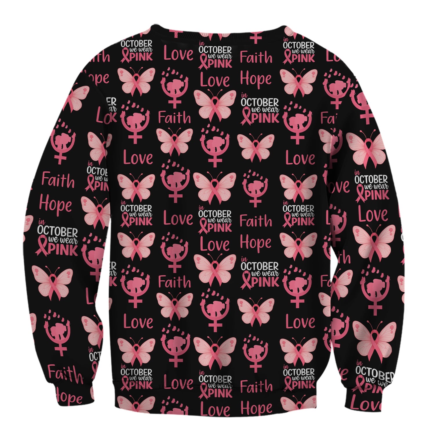 Breast Cancer Awareness Nurse Scrub Top - Faith Hope Love & Pink Ribbon Butterfly Design - October Gift for RN LPN CNA