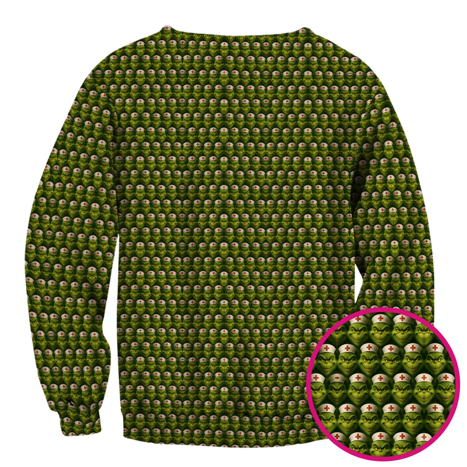 Personalized Nurse Grinch Scrub - Funny Christmas Scrub Top for Women - Custom RN LPN CNA Nursing Gift
