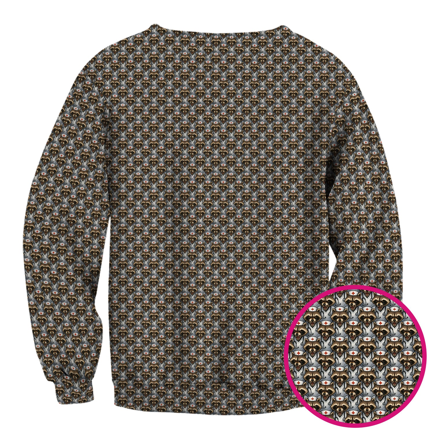 Quirky Raccoon Nurse Shirt - Repeating Angry Animal Pattern Graphic Tee - Gift for Women RN, LPN, CNA
