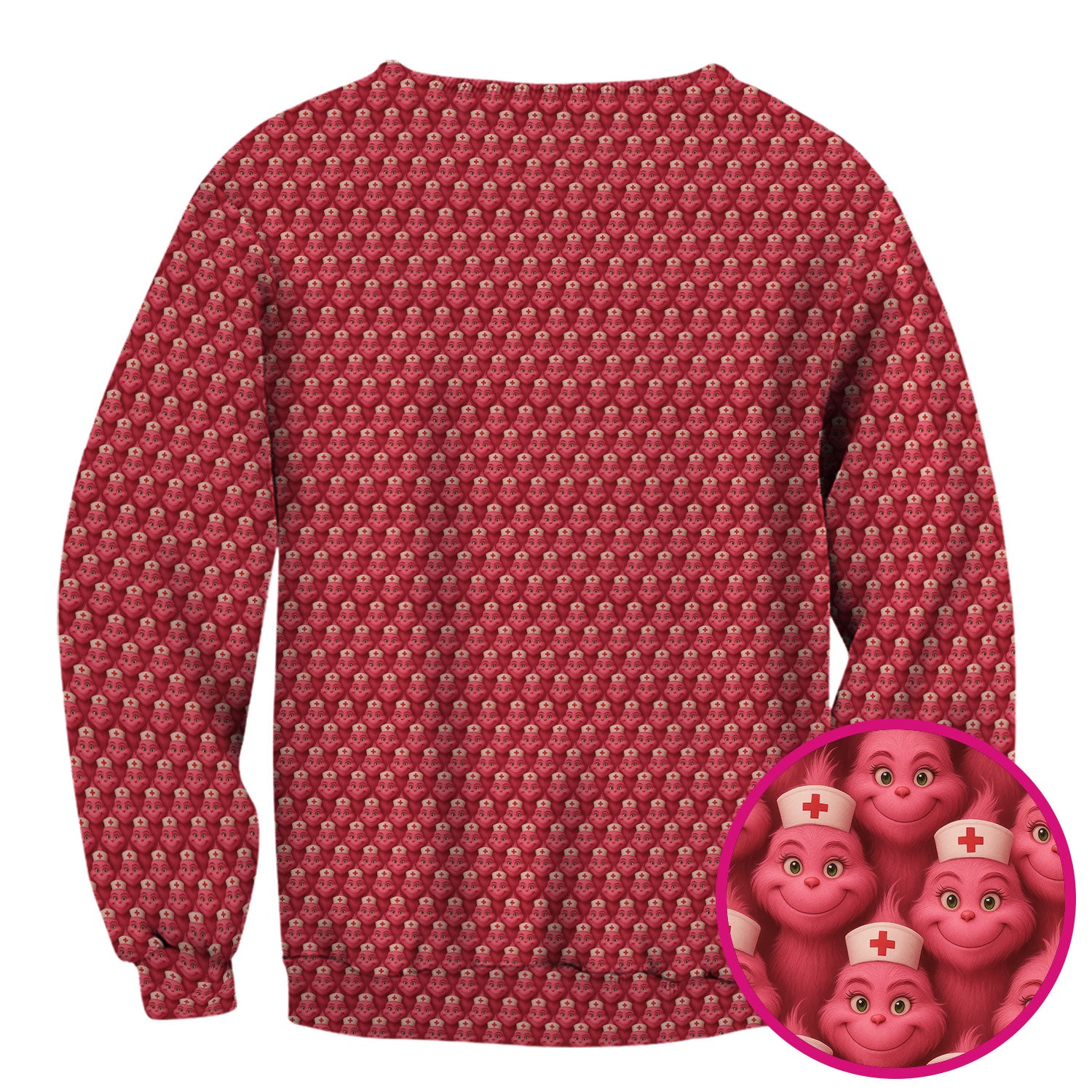 Personalized Nurse Grinch Scrub - Funny Christmas Scrub Top for Women - RN LPN CNA Nursing Gift