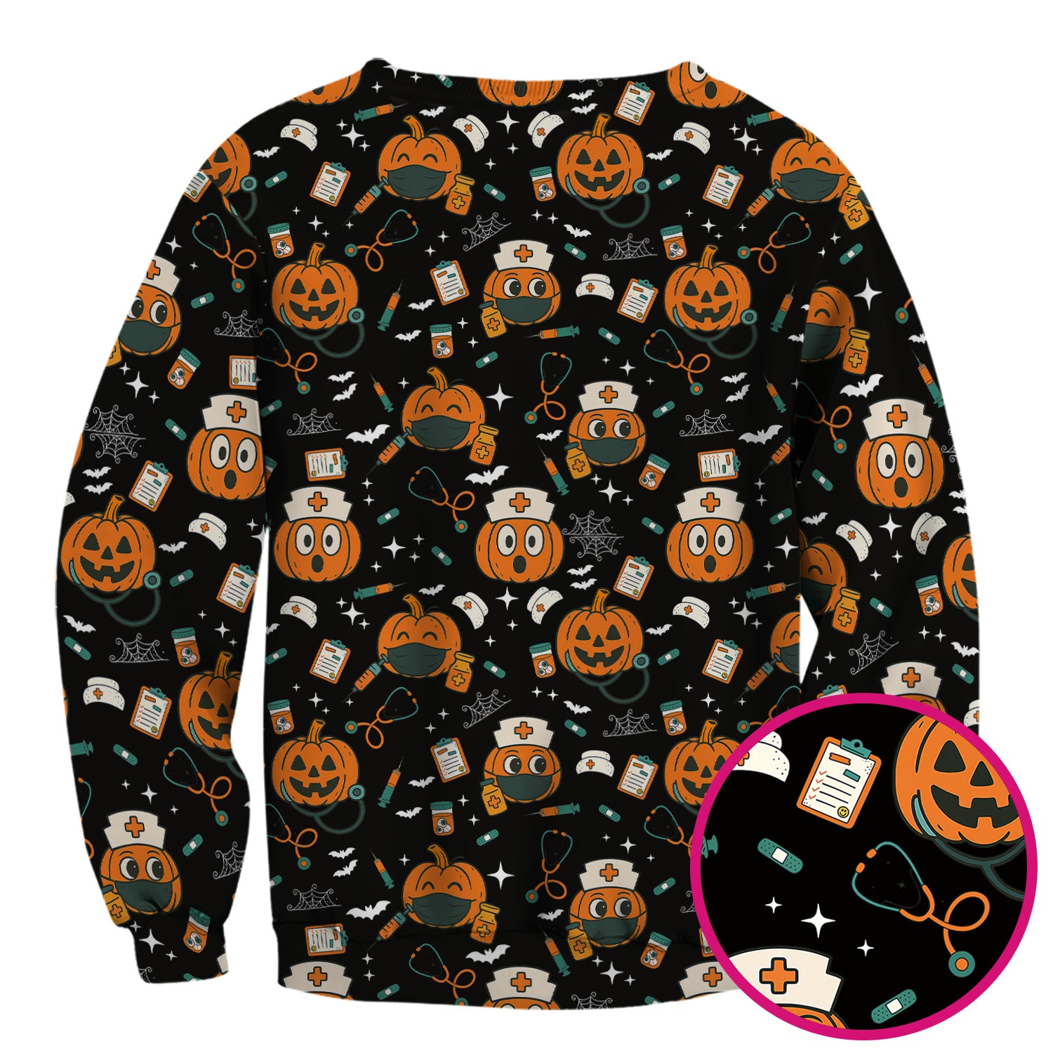Halloween Nurse Scrub Top - Cute Holiday Scrub for Nurse - Spooky Halloween Gift for CNA RN LPN