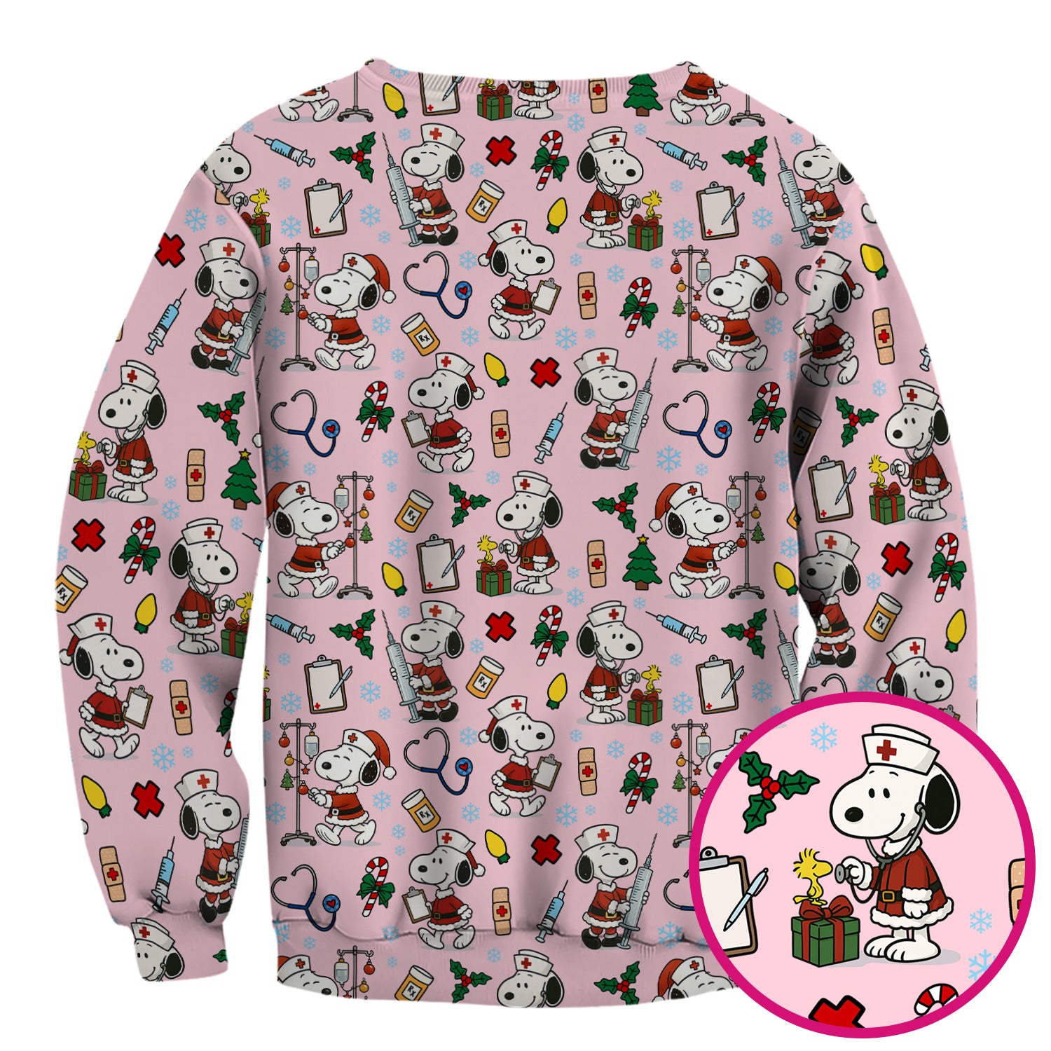 Custom Christmas Scrub Top for Nurses - Snoopy Holiday Scrub Shirt Multi Color - Cute Funny Nursing Workwear with Pockets