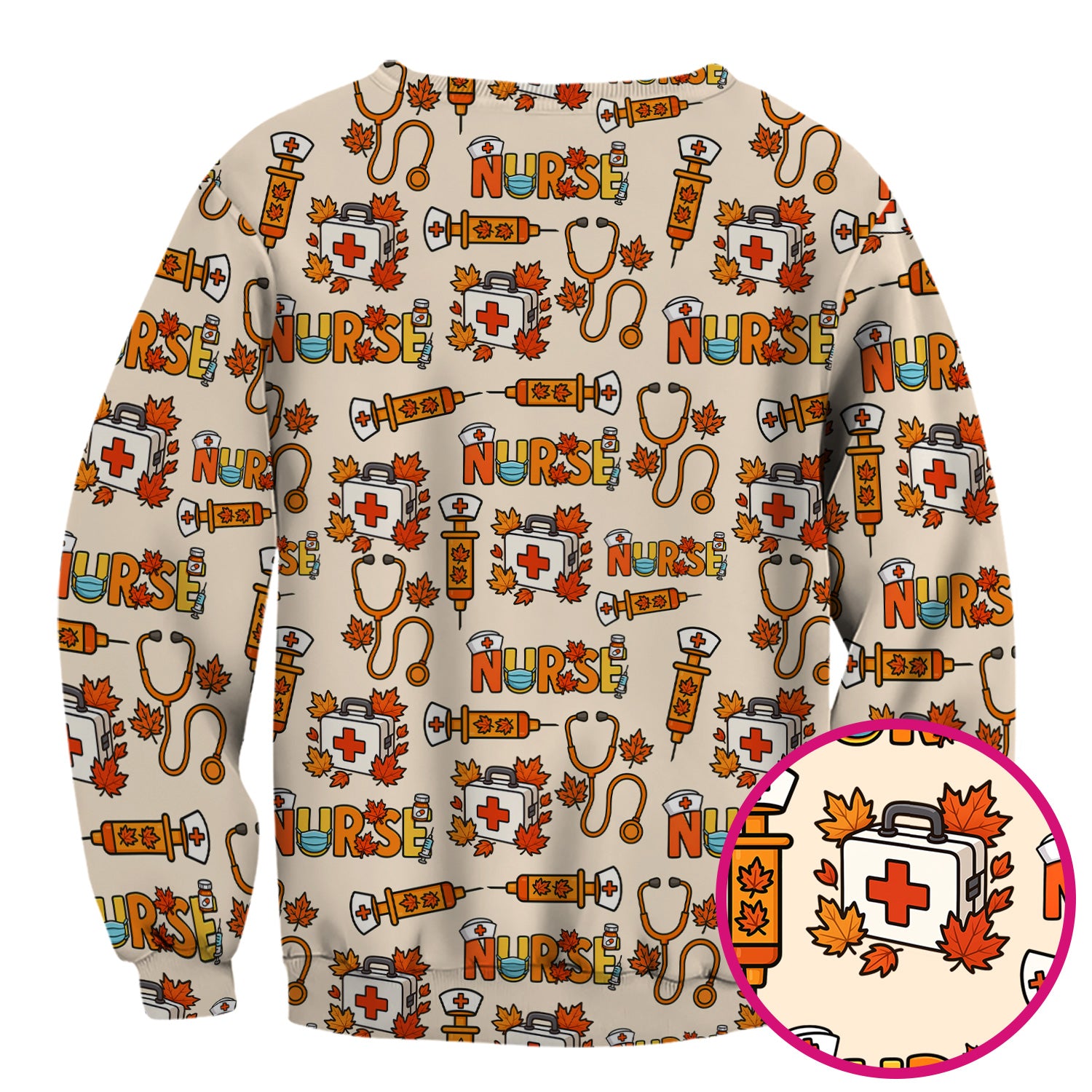 Autumn Nurse Scrub Top Multi Color - Fall Themed Nursing Shirt with Pockets - Cute Maple Leaf Medical Scrubs for Women