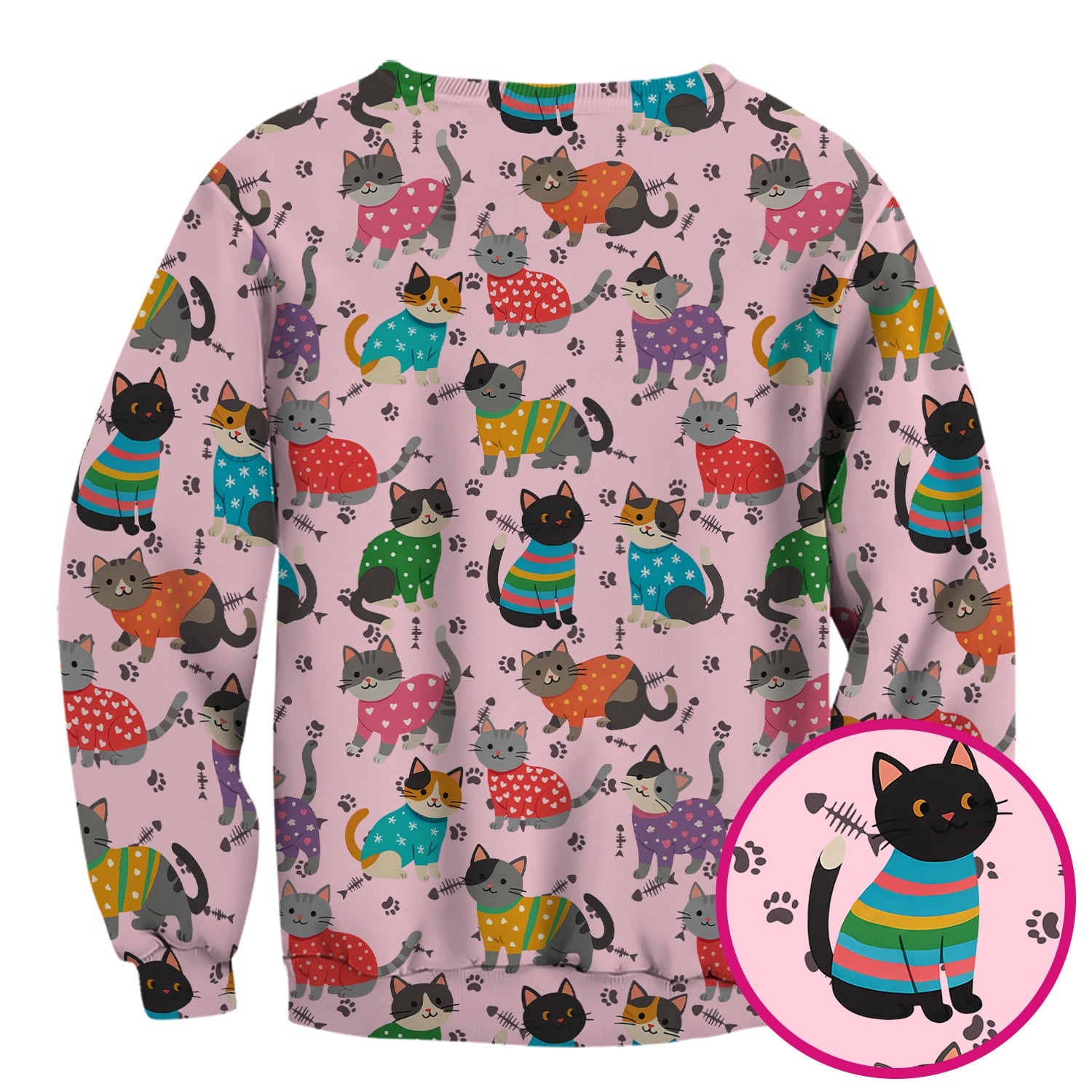 Custom Cat Scrub Top Multi Color - Cute Kitty Print Scrub Shirt for Nurses - Funny Colorful Nursing Workwear with Pockets