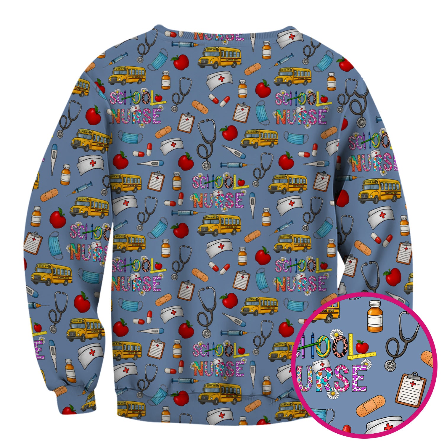 Funny School Nurse Life Scrub - School Nurse Quote & Cute Medical Icons Graphic - Gift for Women RN LPN