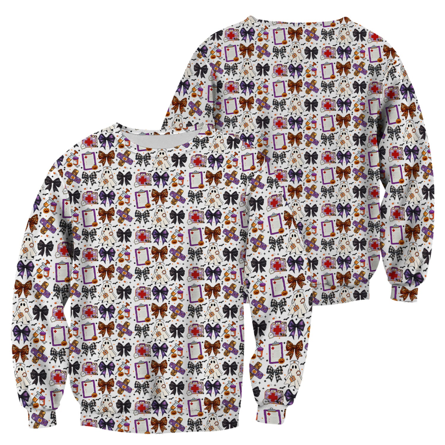 Cute Halloween Shirt for Nurses - Spooky Ghost Pumpkin & Medical Icons Graphic Tee - Gift for RN LPN CNA