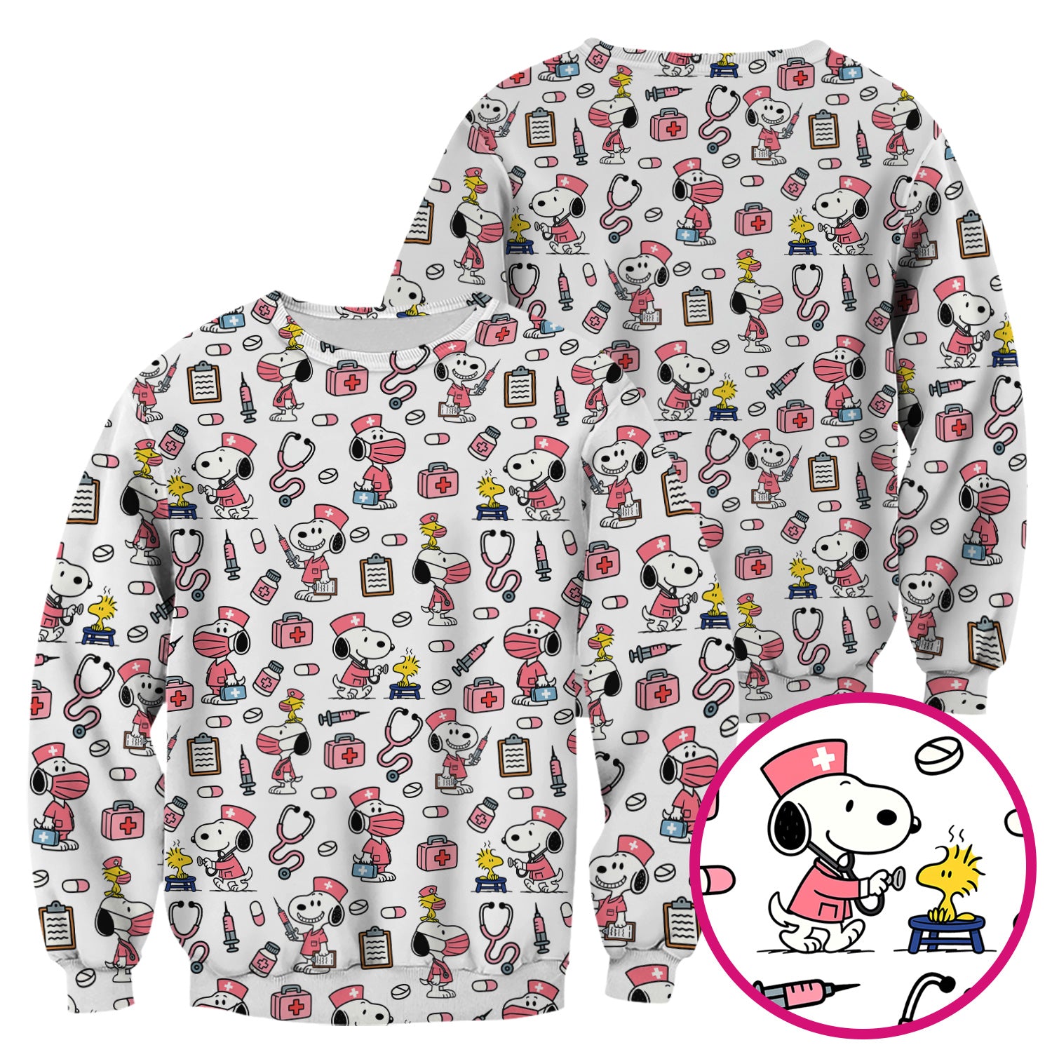 Custom Scrub Top for Nurses - Funny Snoopy Medical Scrub Shirt Multi Color - Cute Nursing Scrub Shirt with Handy Pockets