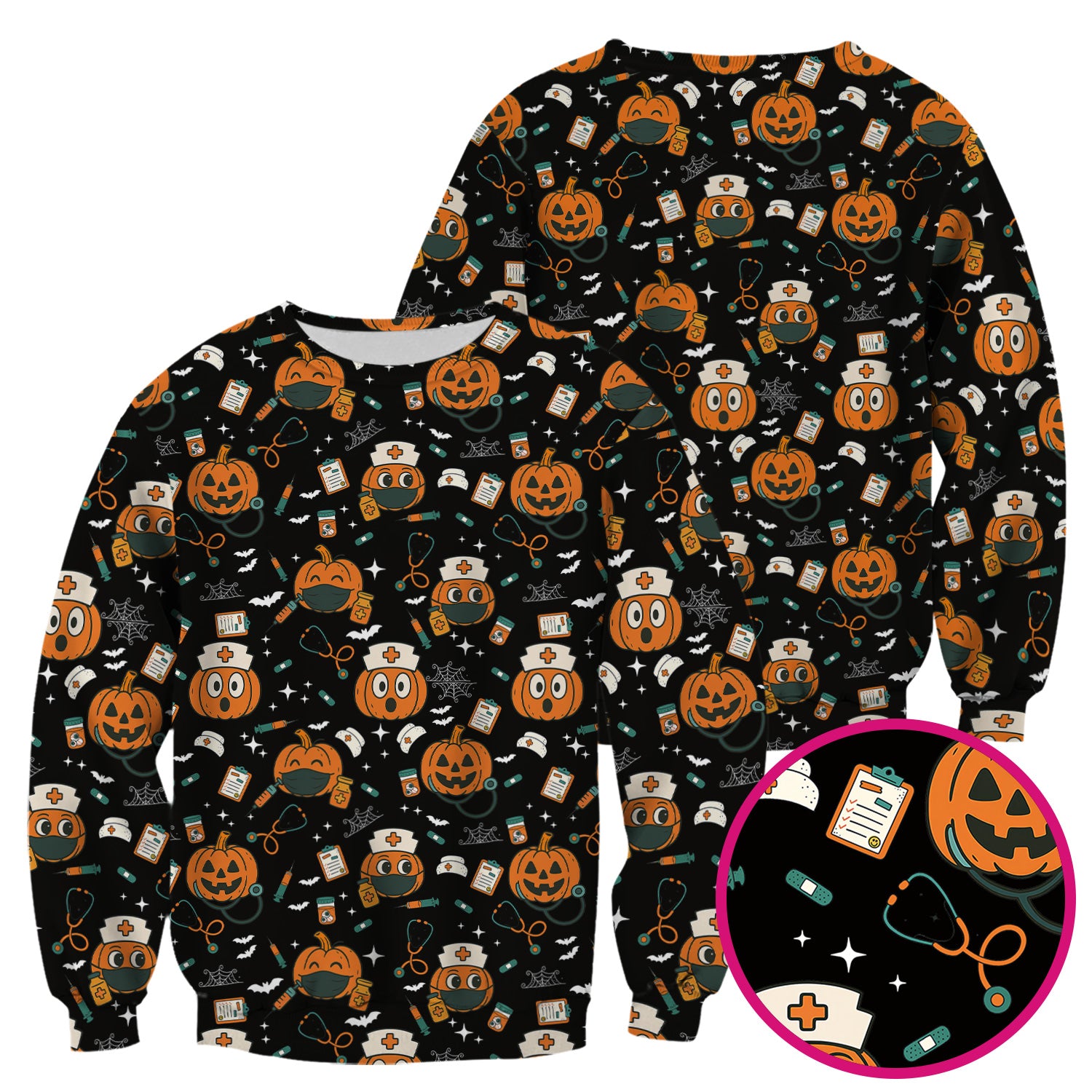 Halloween Nurse Scrub Top - Cute Holiday Scrub for Nurse - Spooky Halloween Gift for CNA RN LPN