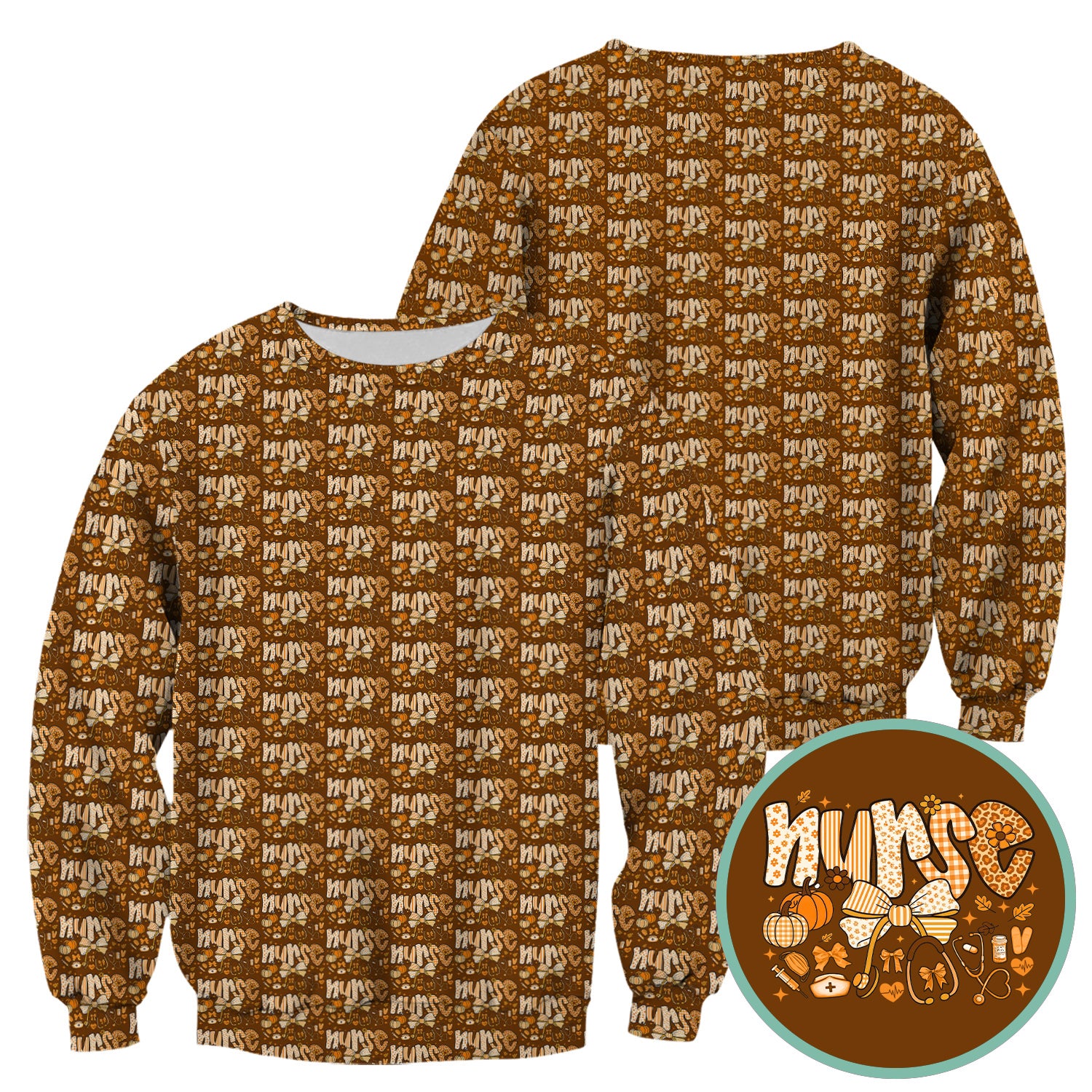 Fall Pumpkin and Bow Nurse Shirt - Autumn Medical Scrubs - Thanksgiving Nurse Gift for RN CNA LPN