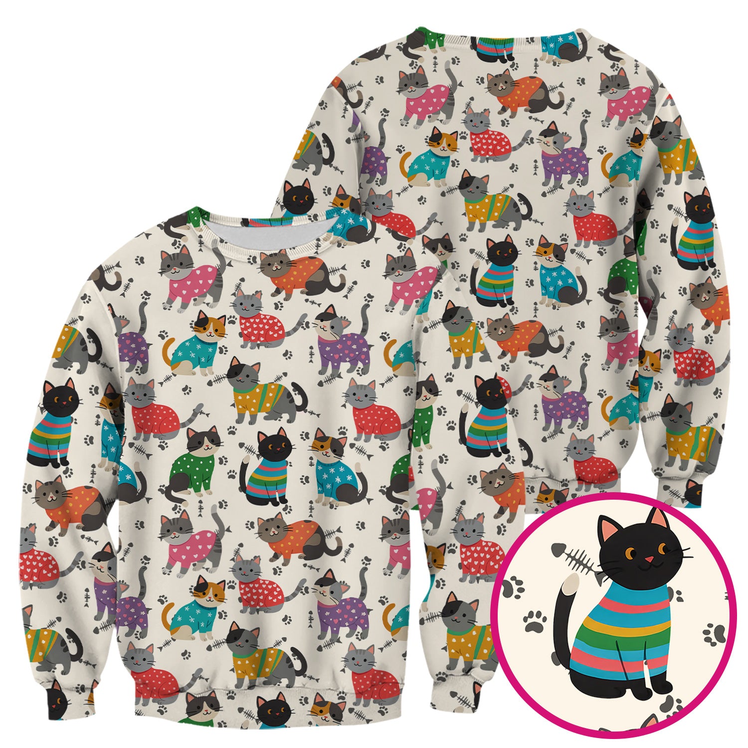 Cute Cat Nurse Scrub Top Multi Color - Funny Kitty Print Scrub Shirt for Women - Colorful Nursing Work Shirt with Pockets