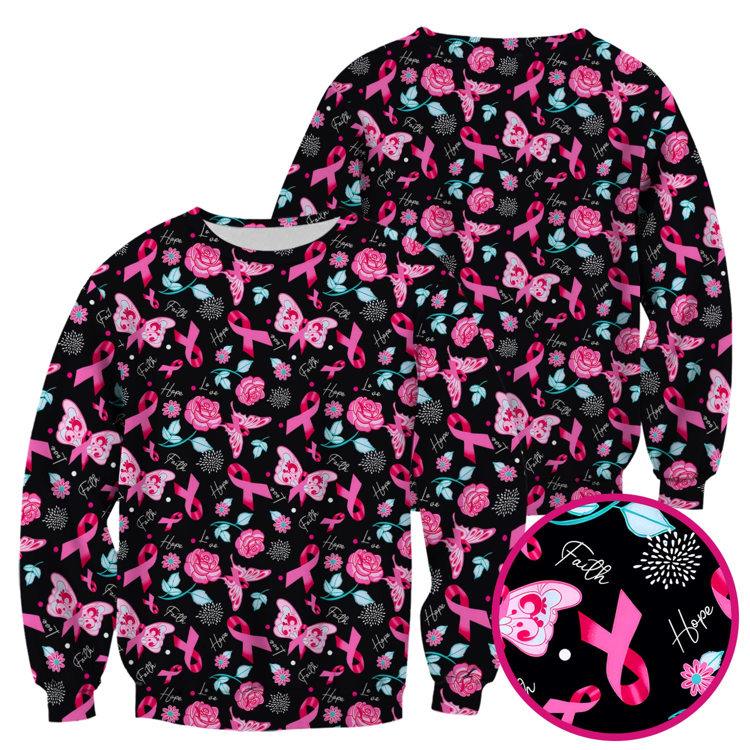 Breast Cancer Awareness Scrub Top - Pink Ribbon Nurse Shirt with Flowers - Gift for Women RN CNA LPN
