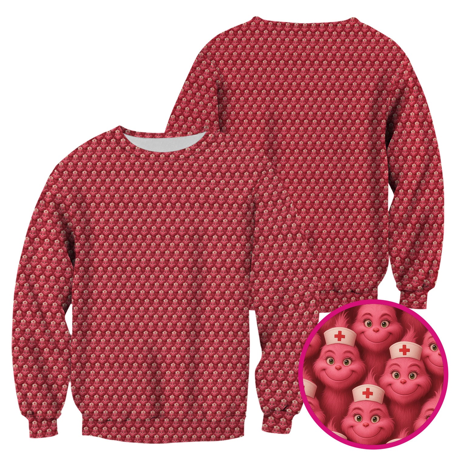 Personalized Nurse Grinch Scrub - Funny Christmas Scrub Top for Women - RN LPN CNA Nursing Gift